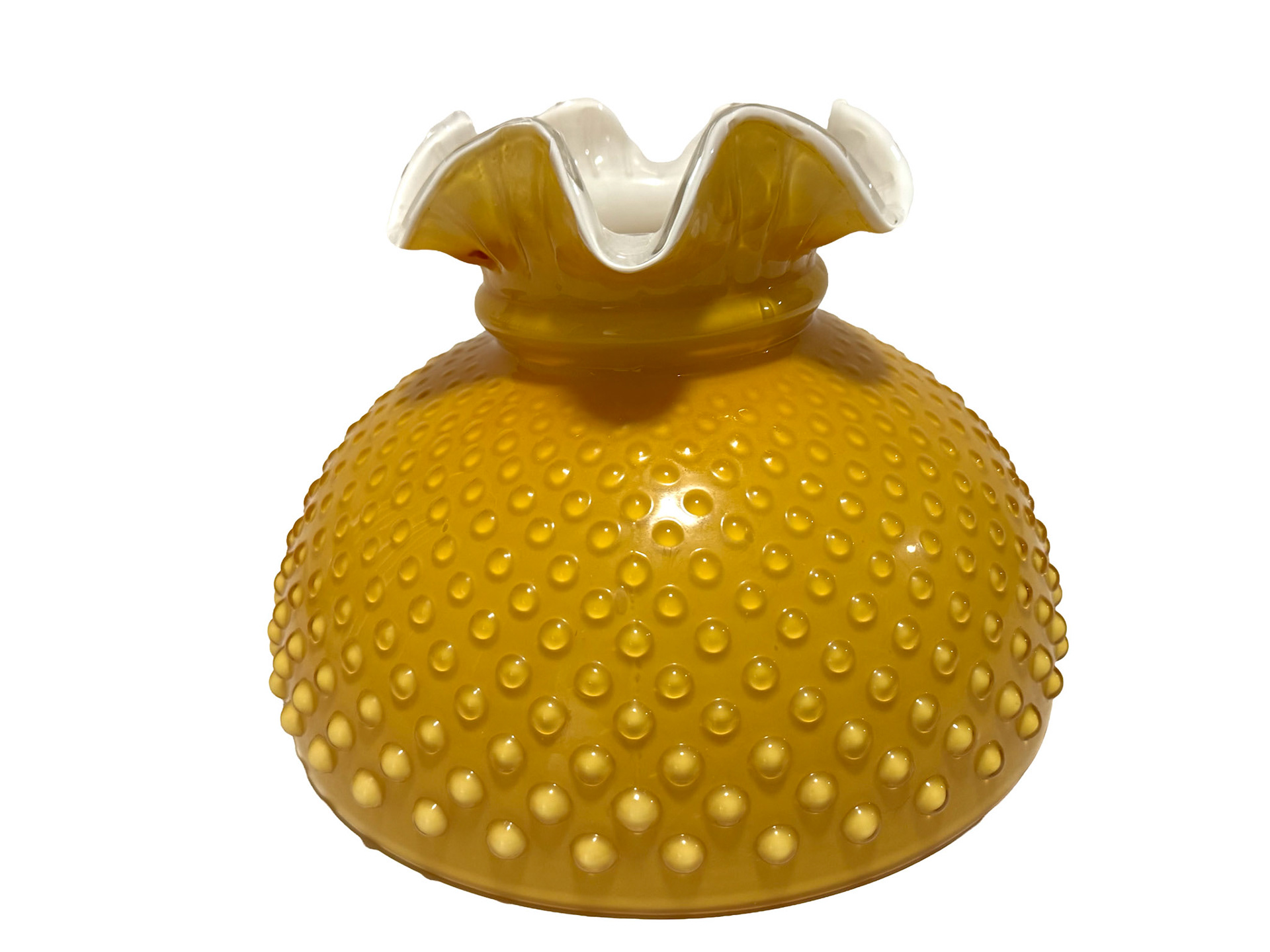 Fenton Honey Amber Hobnail Overlay Case  Hurricane Shade (Diameter 10 in)