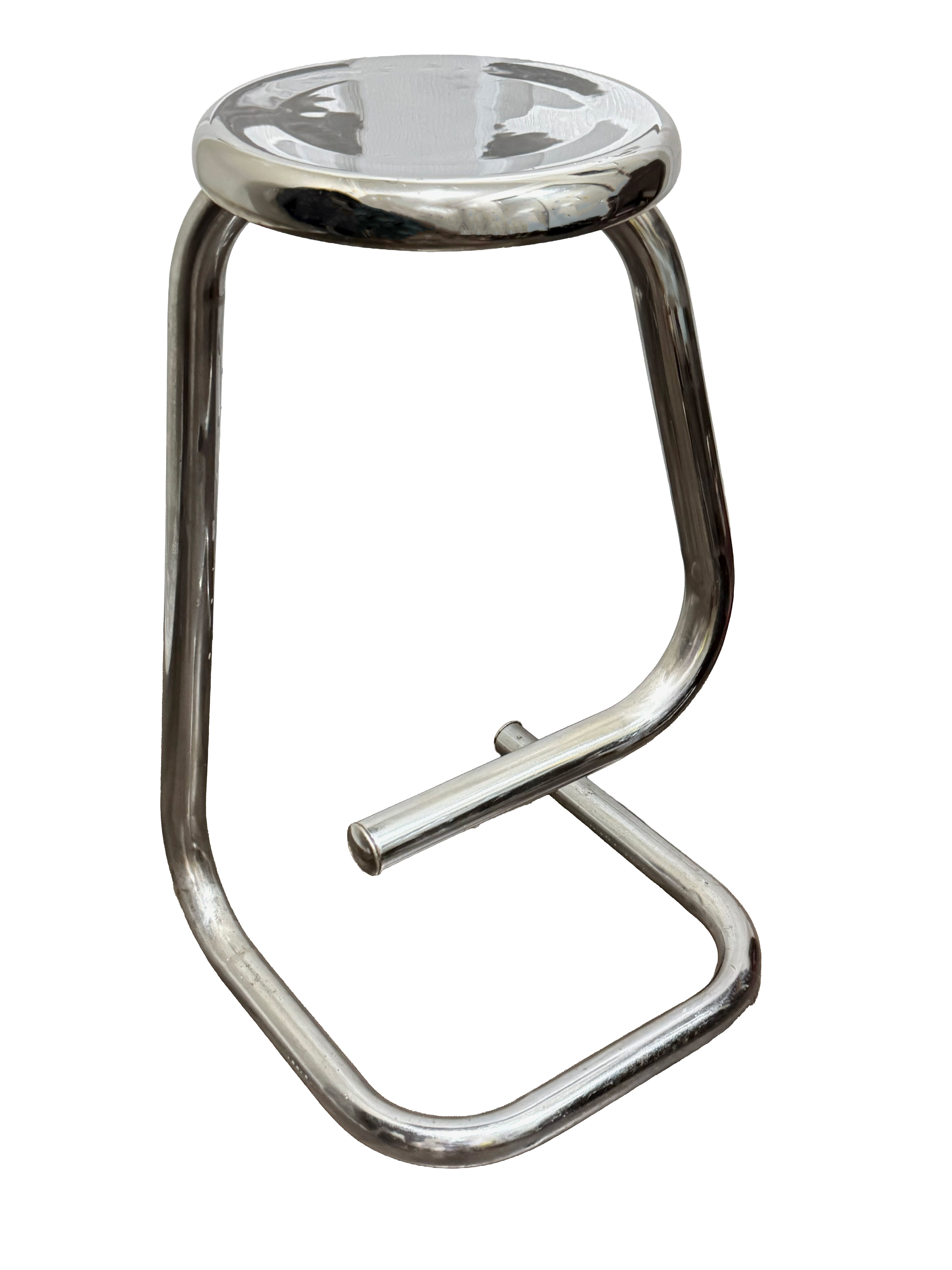 Kinetics K700 Chrome "Paperclip' Stool: Philip Salmon & Hugh Hamilton (Height: 28 in, Width: 17 in, Depth: 16 in)