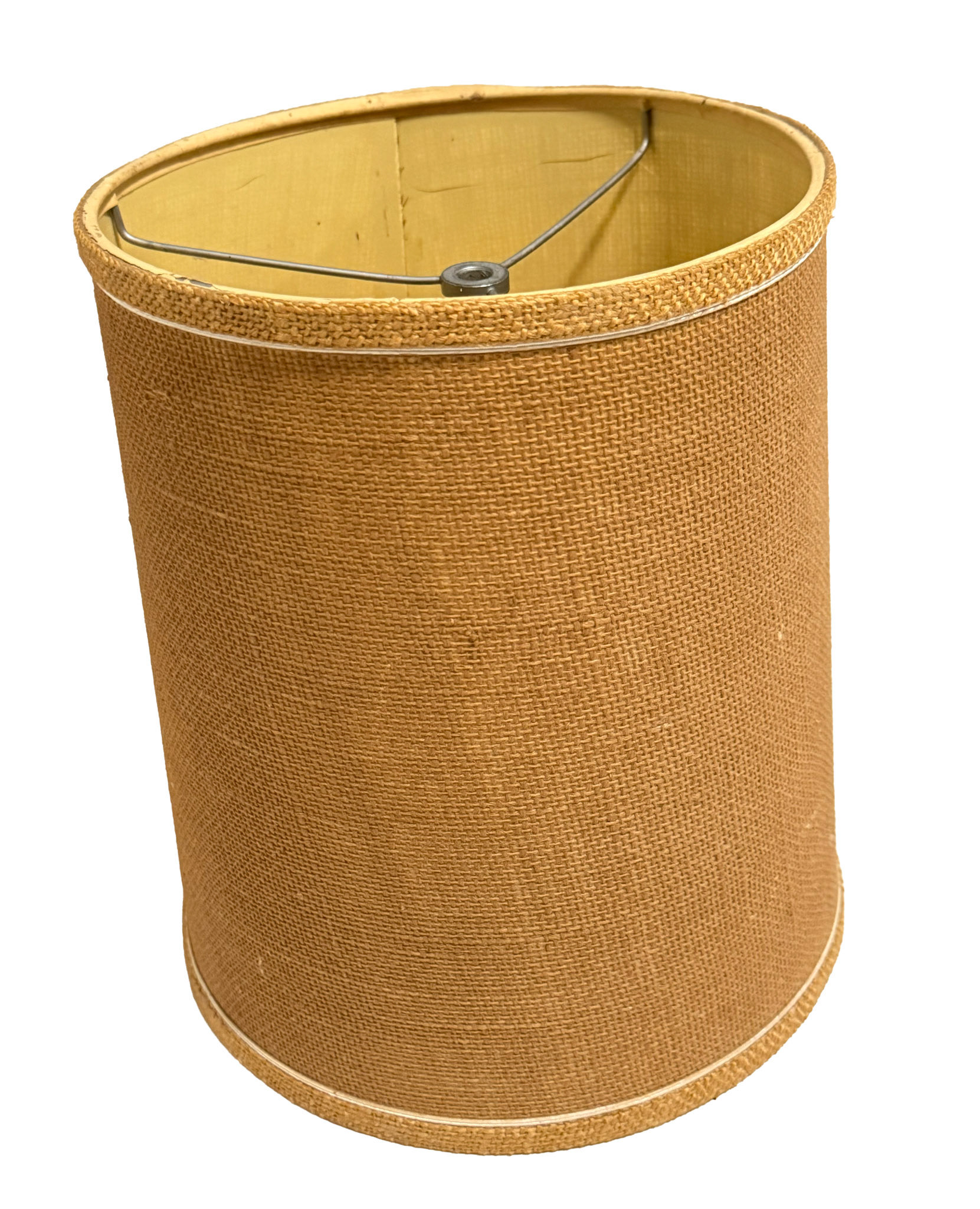 70s Burlap Terracotta Drum Lampshade