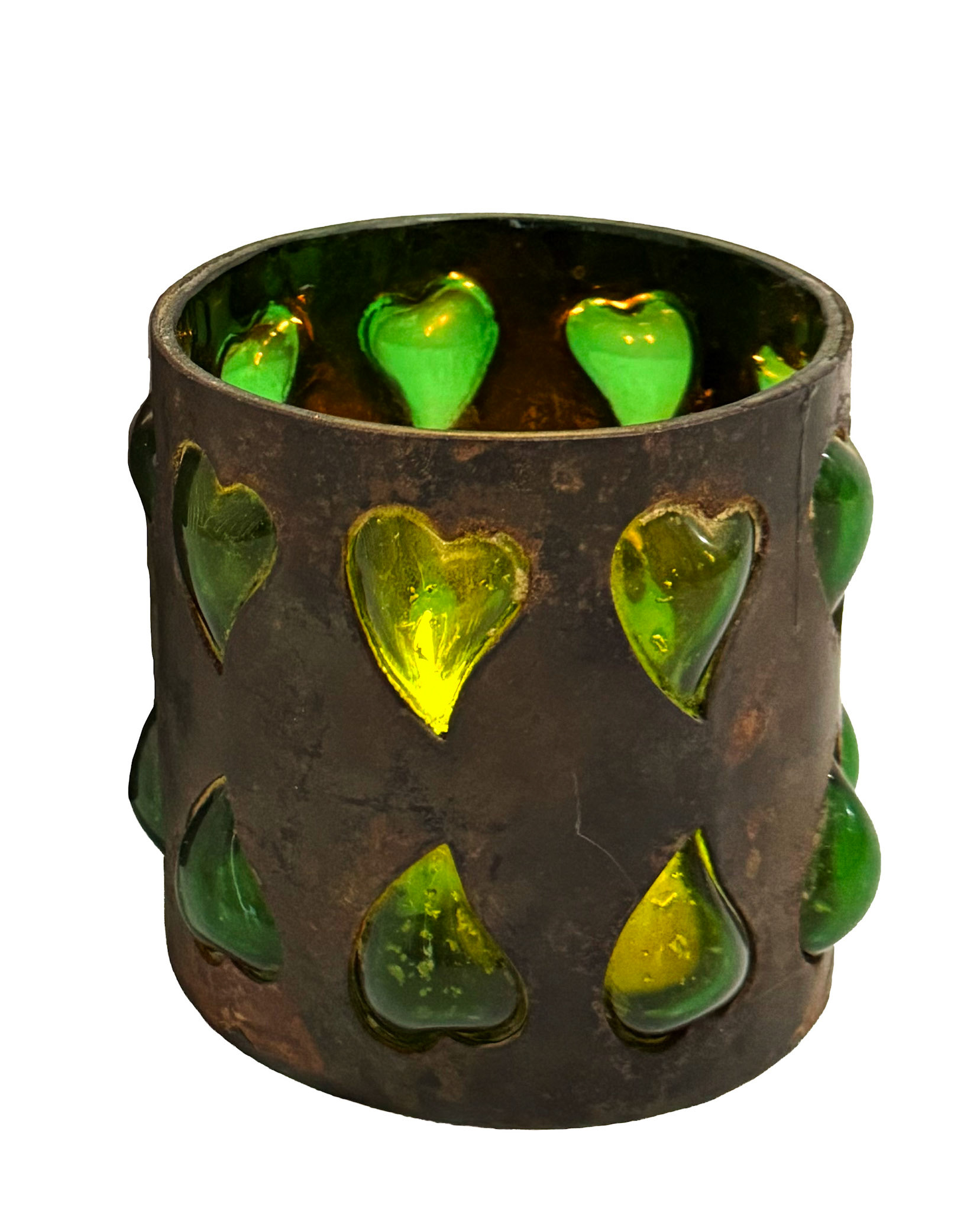 Brutallist Metal Imprisoned Heart Glass Votive Holder (In The Style of Felipe Derflingher)