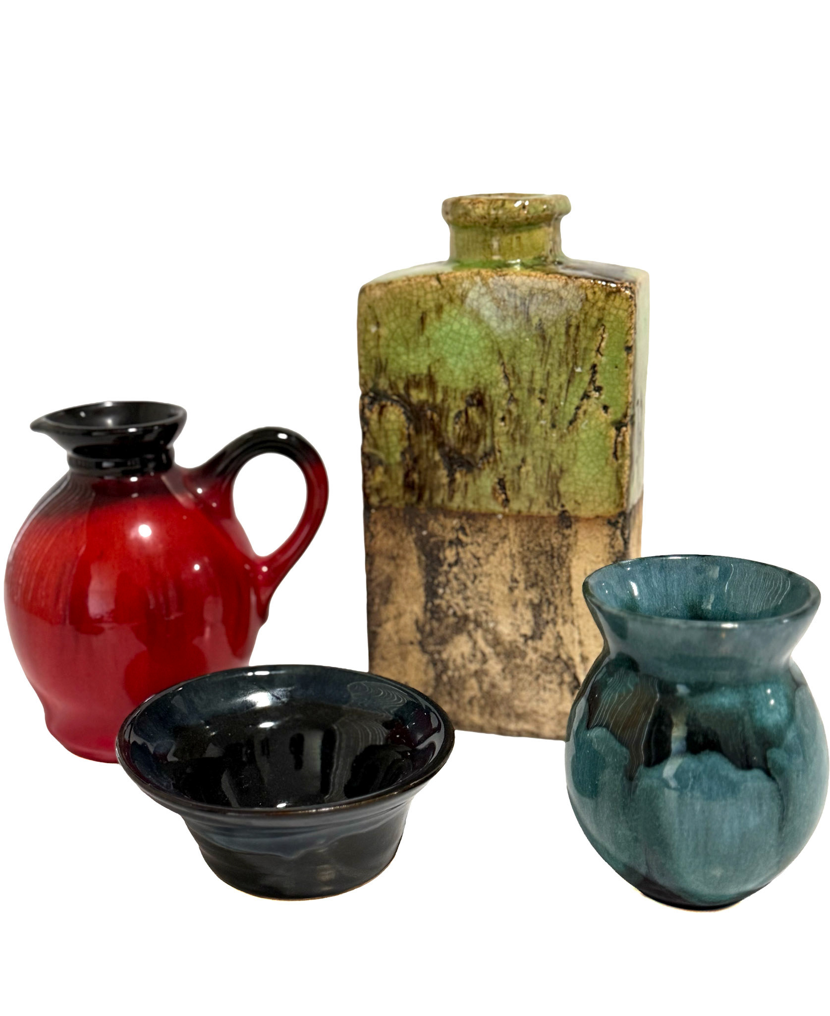 Blue Mountain Red Pottery Vase, Slab Bottle Vase