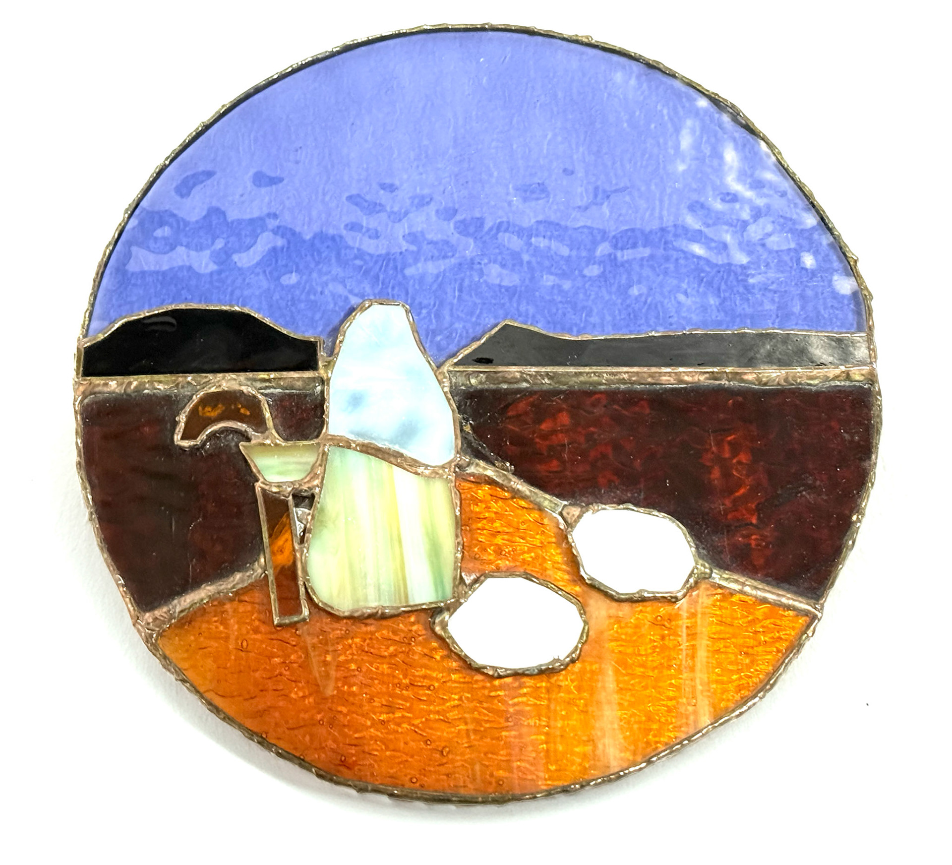 Round Shepherd & Sheep Stained Glass