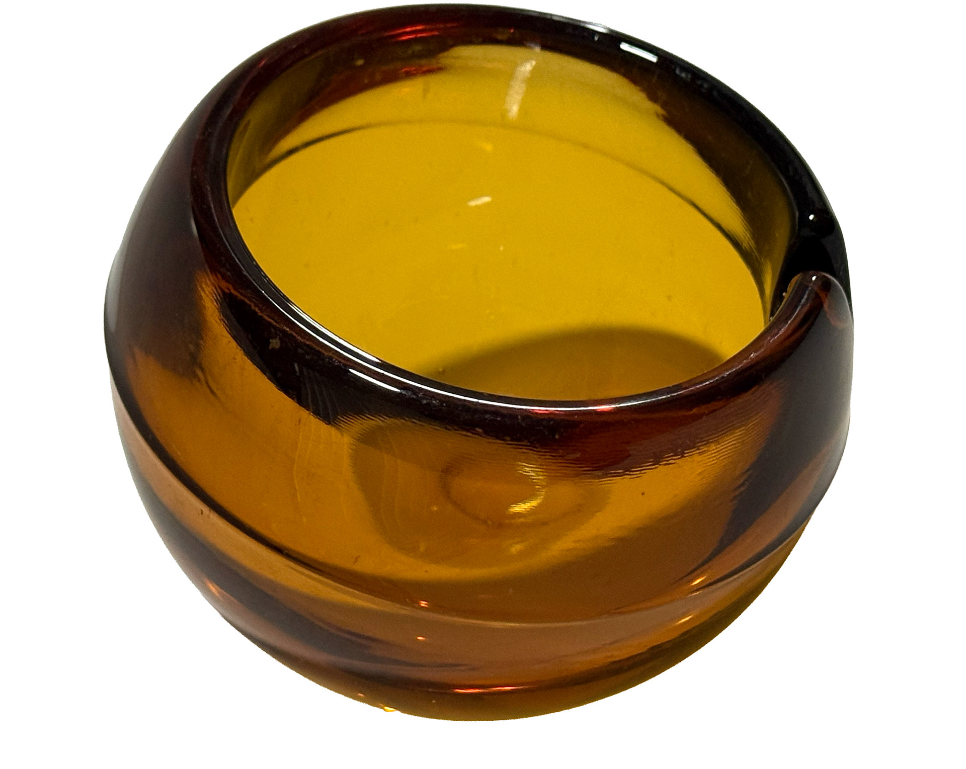 Hand Blown Amber Glass Ashtray