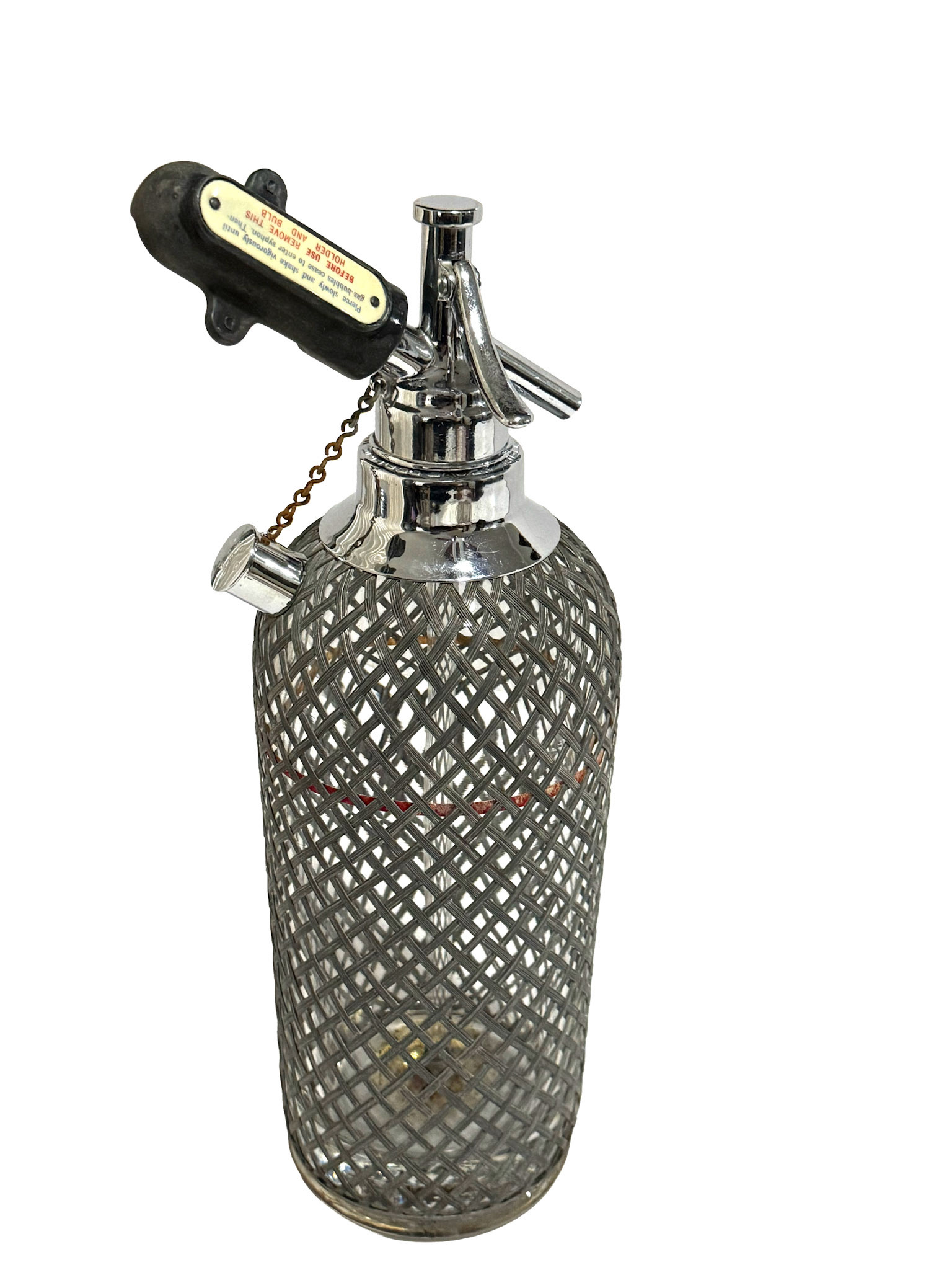 Soda Siphon Meshed Glass Bottle (Height: 14 in, Diameter: 4.5 in)