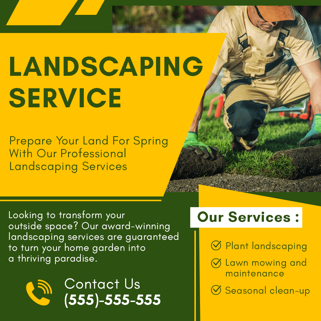 Practice advertisement for a landscaping service