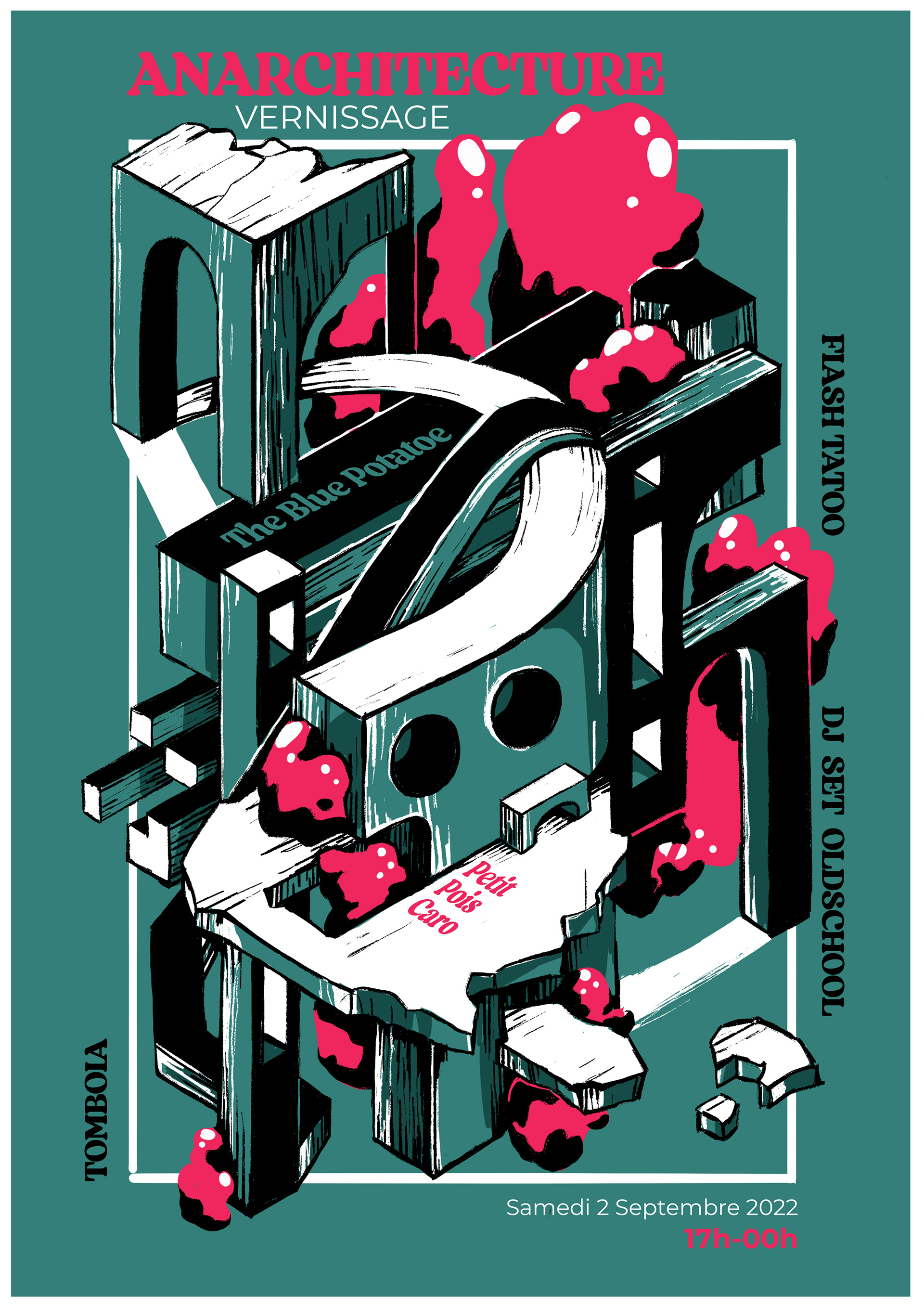 Affiche pour le vernissage de l'expo évènement Anarchitecture (Vert)
