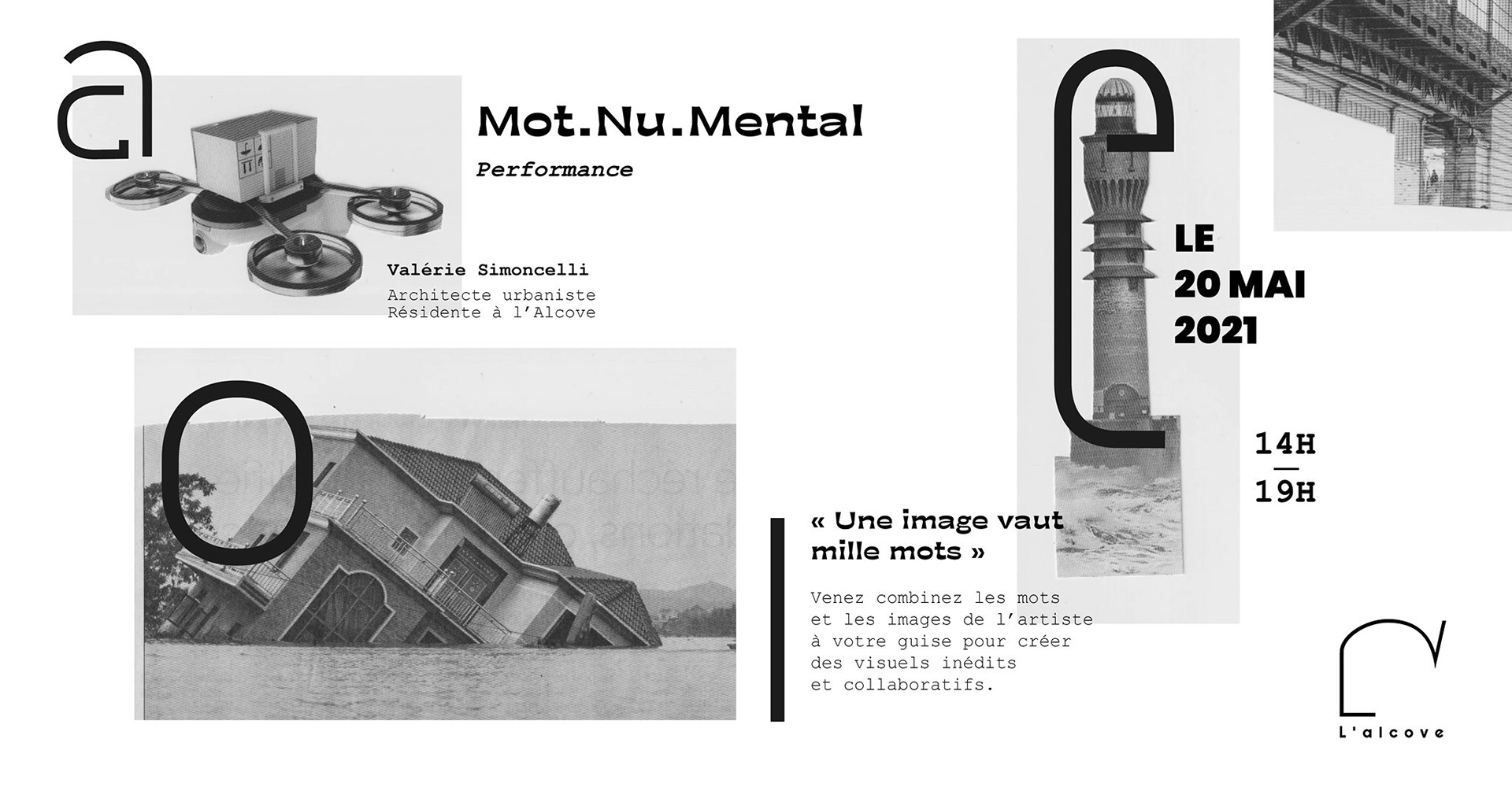 Bannière réseaux sociaux performance "Mo.nu.mental" de Valérie Simoncelli