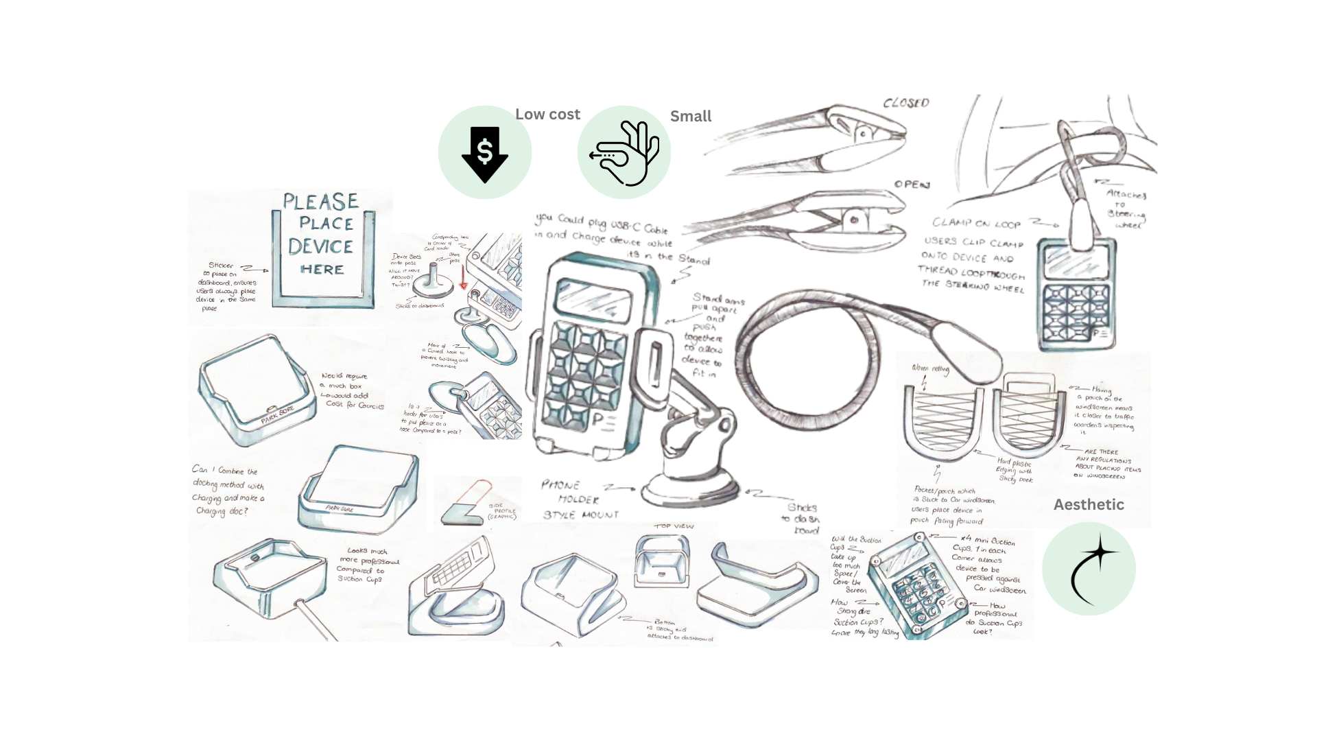 Sketch Ideation for a dashboard mount