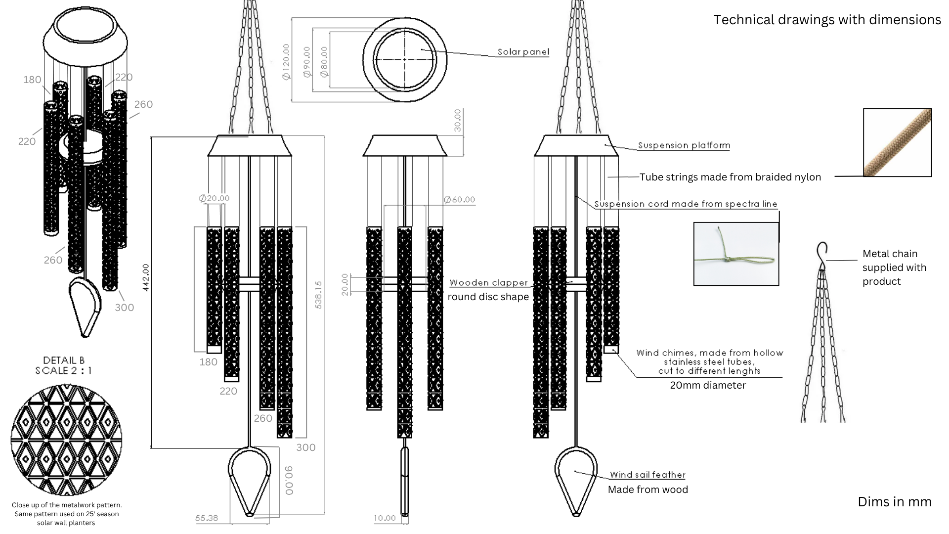 Solar windchime engineers drawing