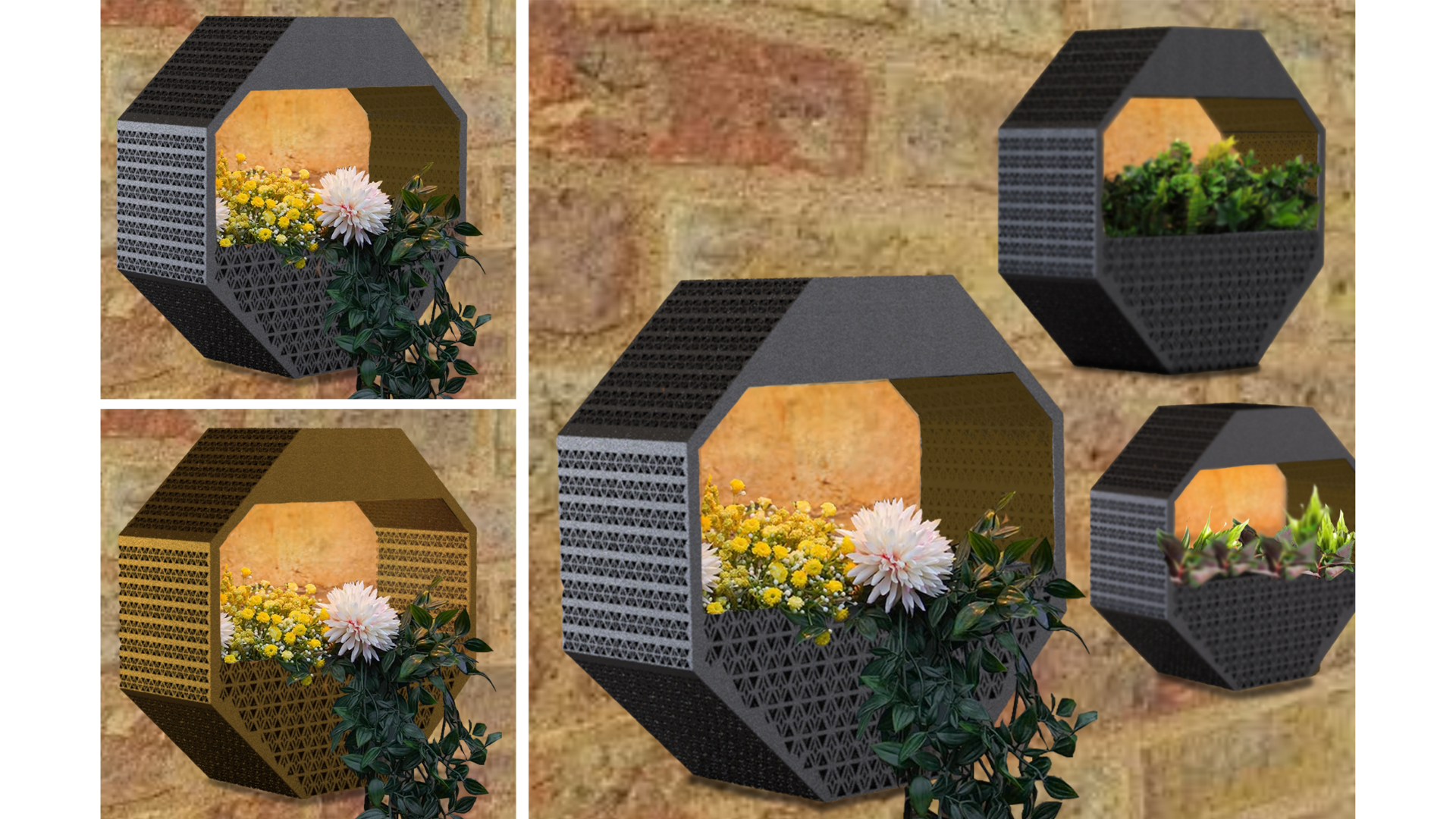 Octagonal planter CAD renders