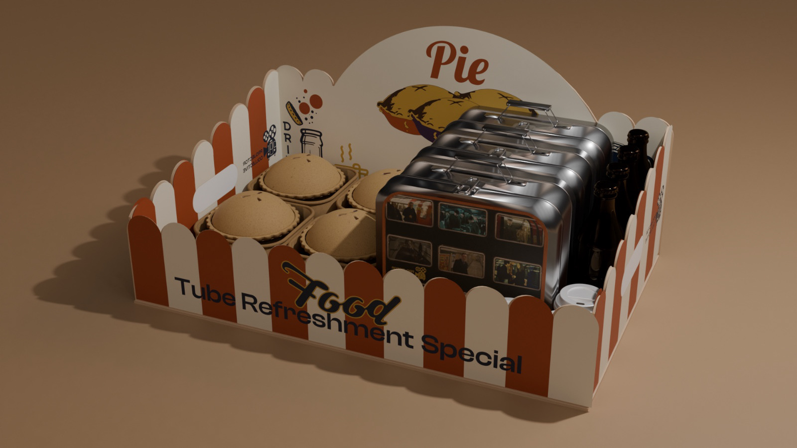 Filled usherette tray render