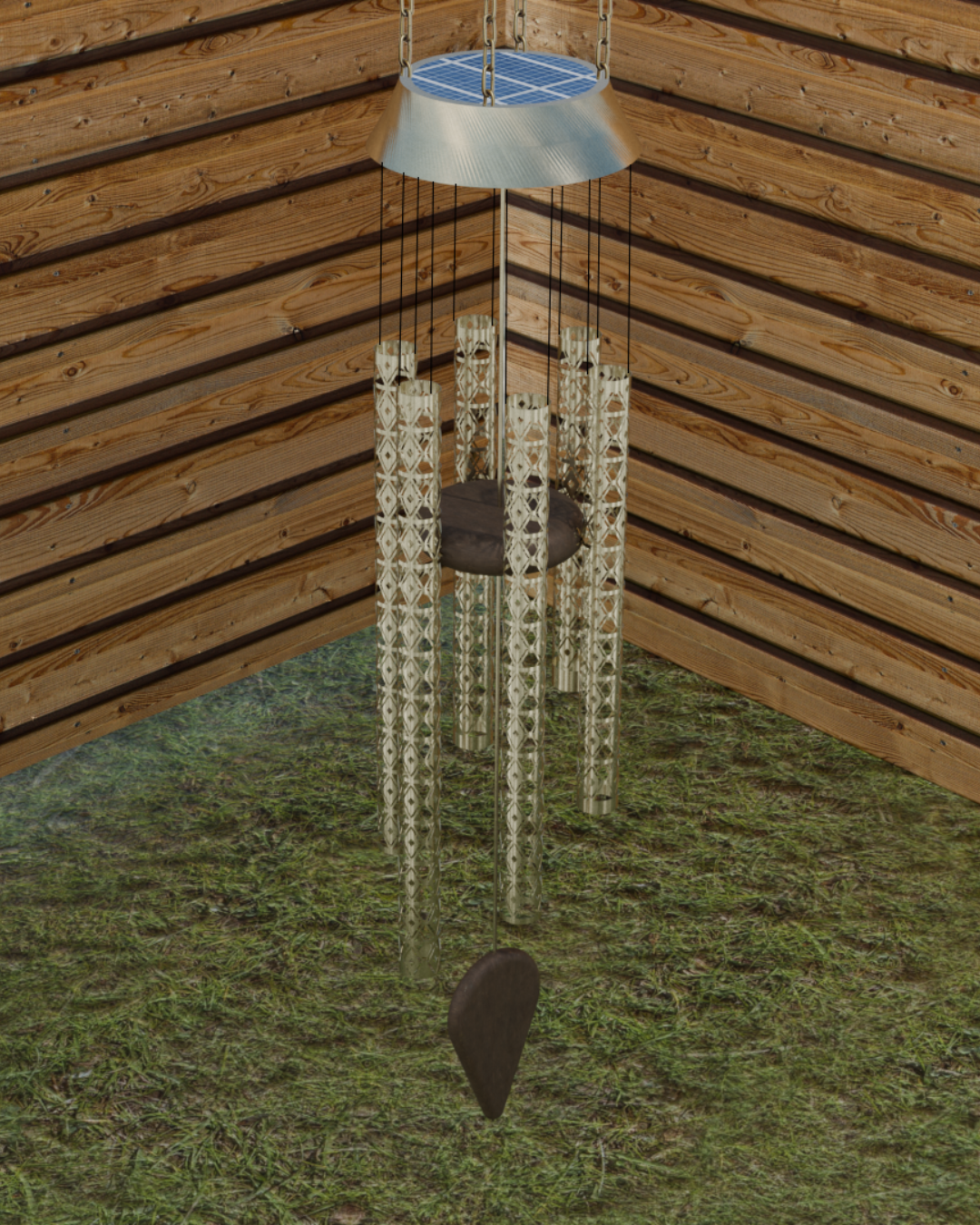 Solar windchime CAD render
