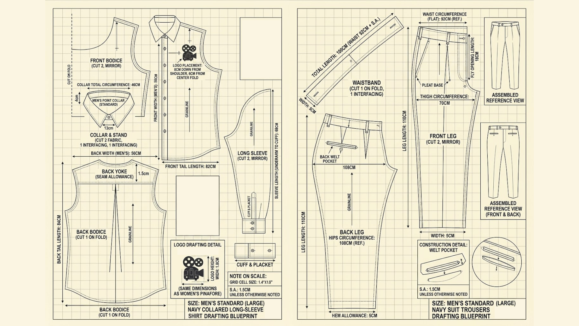 Men's uniform pattern making guide