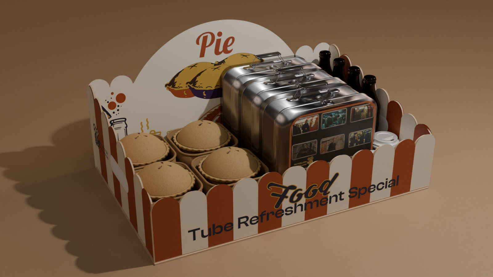 Filled usherette tray render