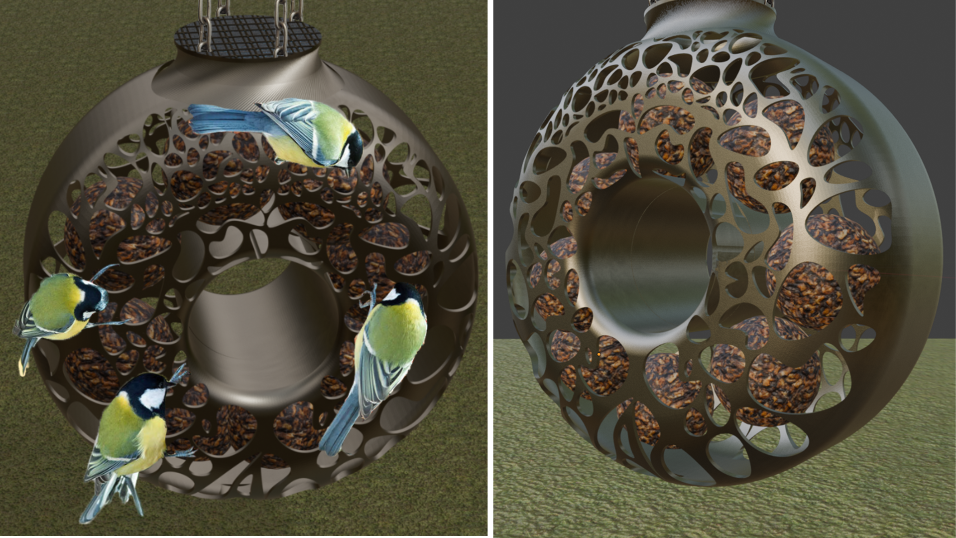 Circular solar bird feeder