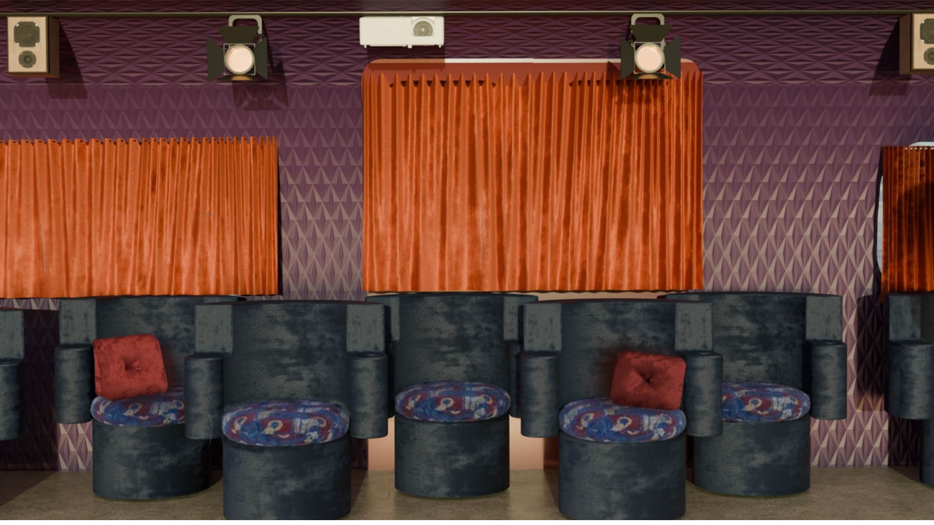 Visualisation of cinema space: Central cluster single seats