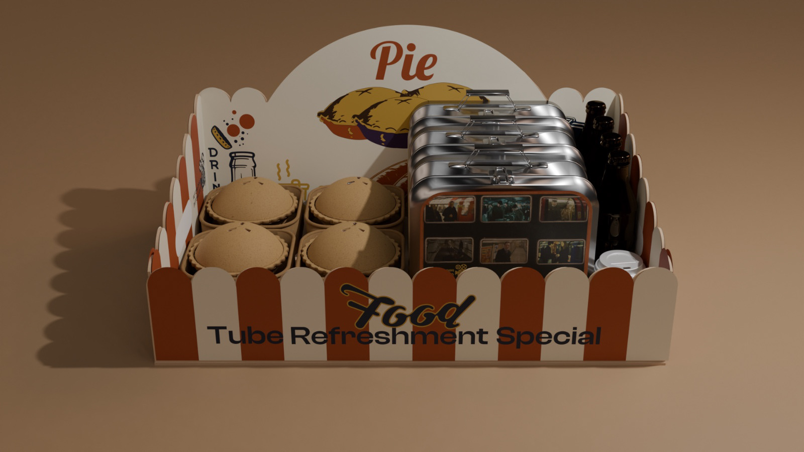 Filled usherette tray render