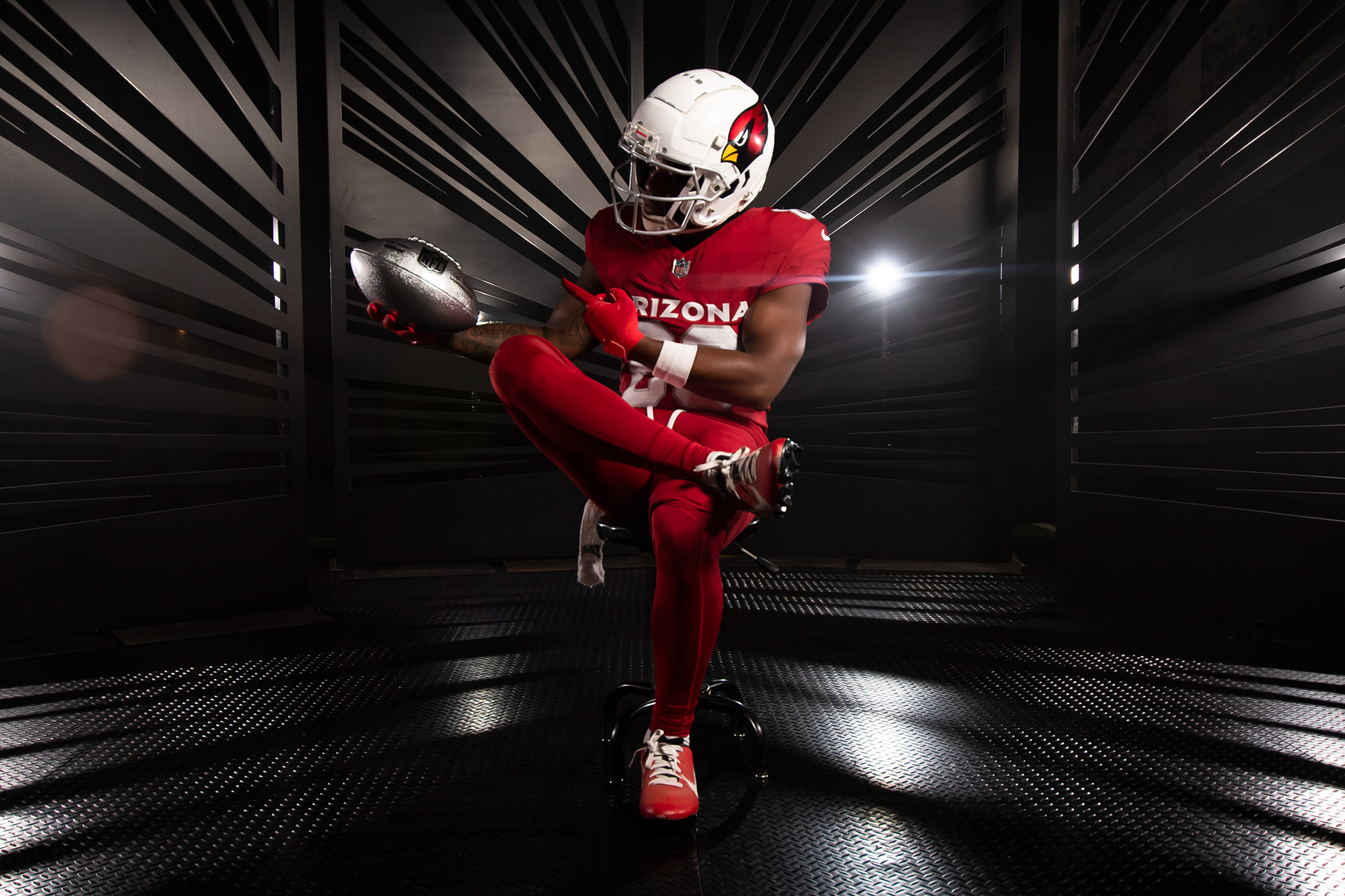 Photo Credit: Caitlyn Epes | Arizona Cardinals wide receiver Greg Dortch (83) during the 2023 Cardinals Media Day at the Dignity Health Training Facility on Tuesday, July 25, 2023.