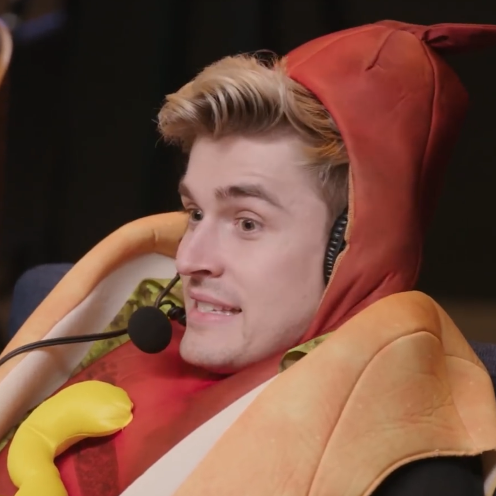 Communal hotdog suit.