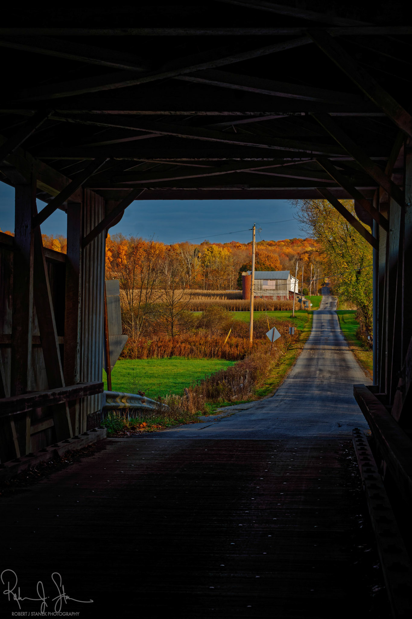 Old barn with Flag