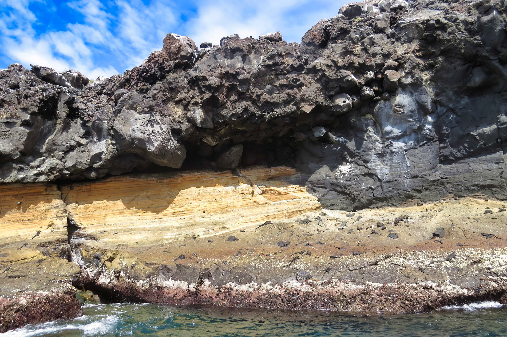 Lava on top of ash on top of lava,Galapagos Island 2017