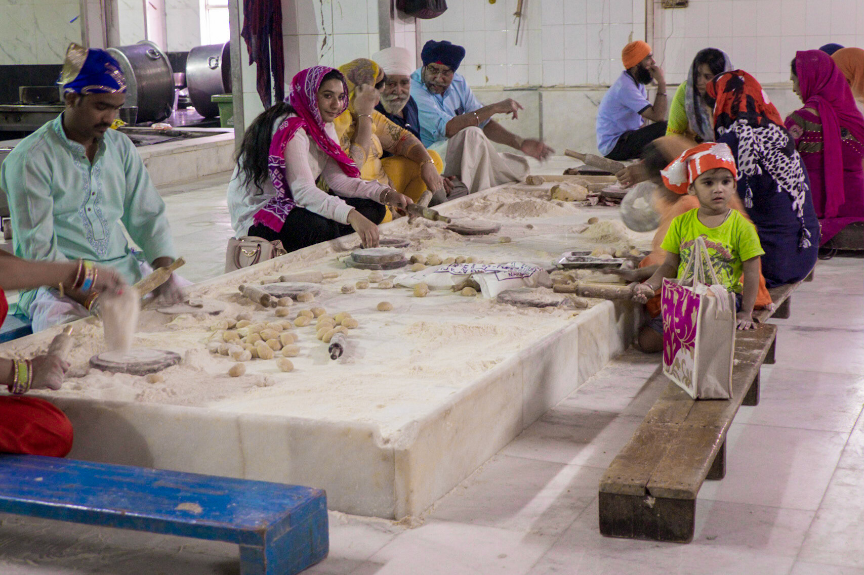 Food preparation in Sikh temple