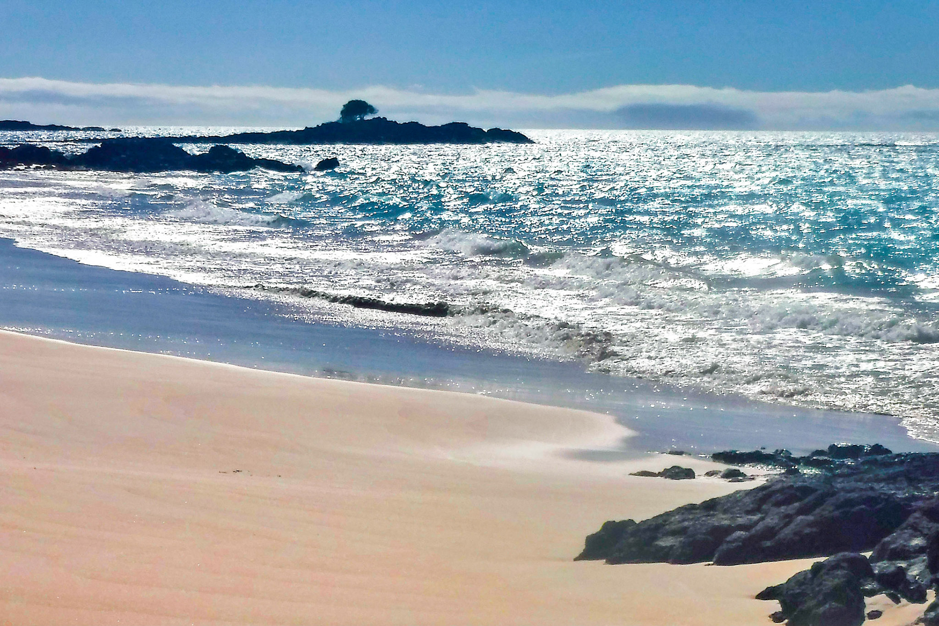 Sandy beach on a Galapagos Island