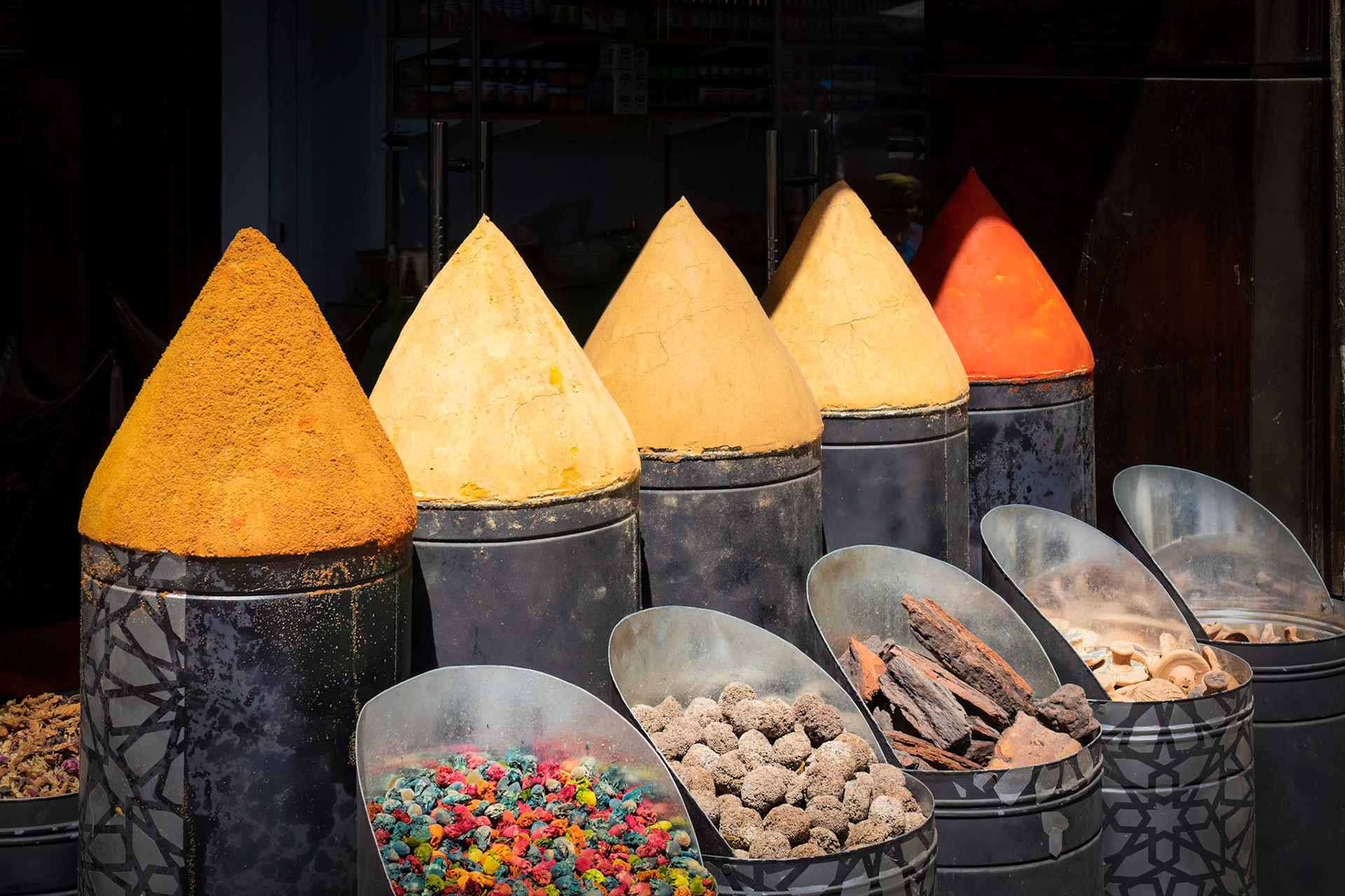 Spice stall near Djemaa el Fna, Marrakesh, Morocco 2019