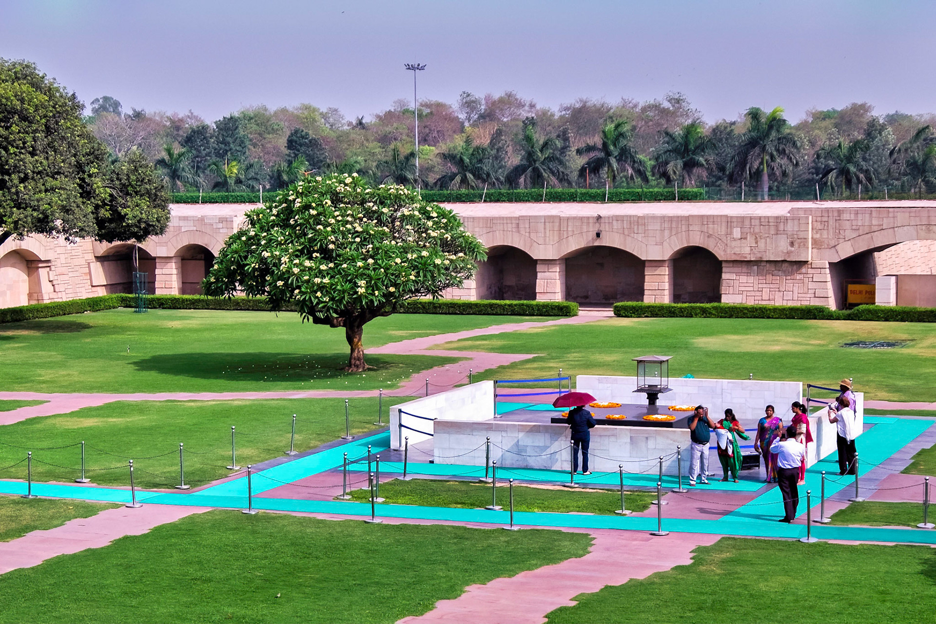 Memorial in Raj Ghat at place where Gandhi was cremated