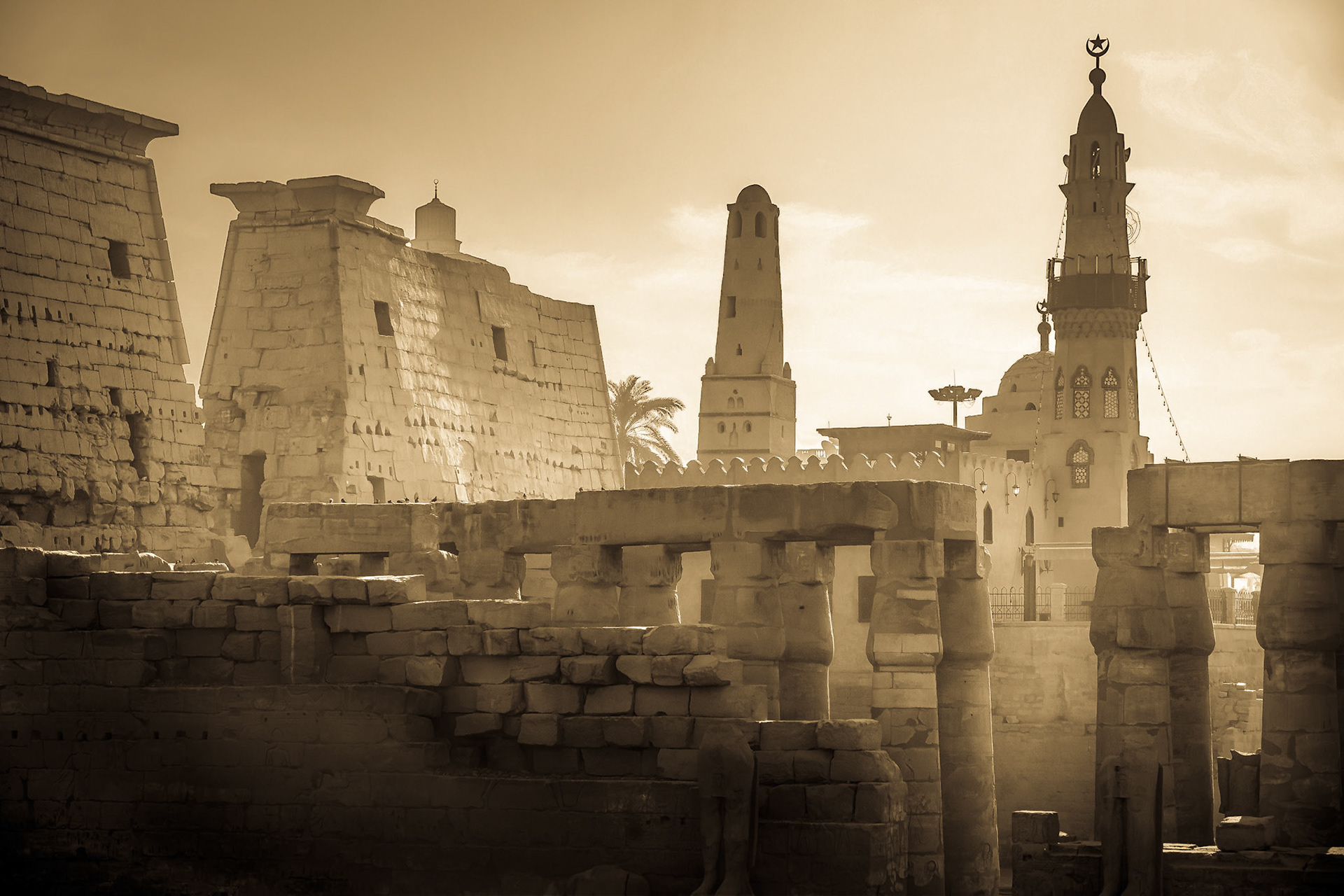 Luxor Temple, early morning view from bus