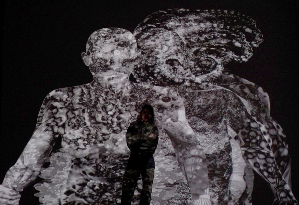CYBOTAGE (detail), 2025, animation installation with sound, 4:20 minutes, Catharine Clark Gallery, San Francisco.