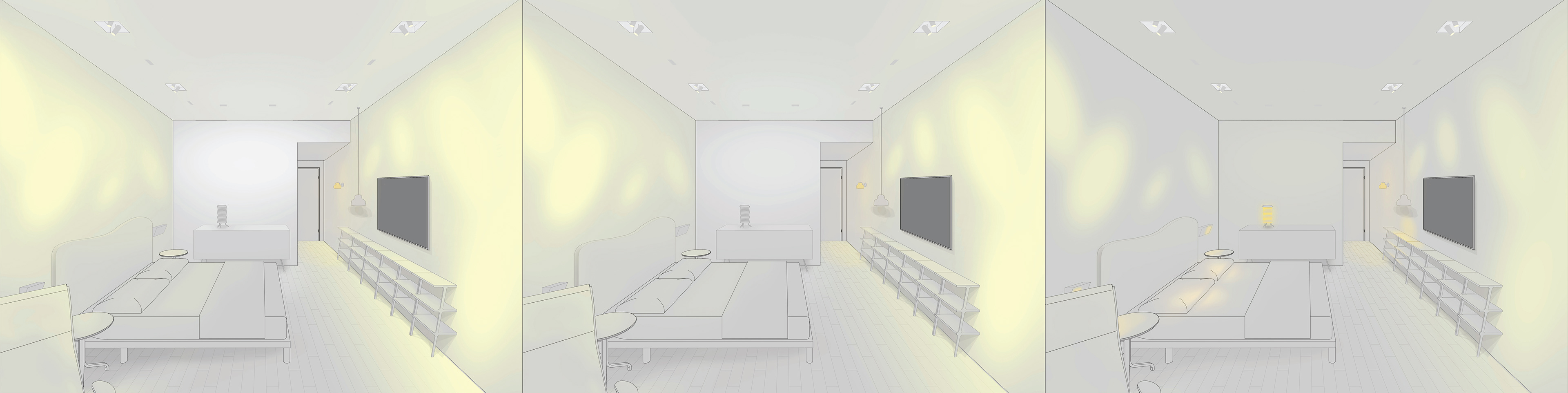 Lighting Plan: North Facing Room (Left to right) Alert, Neutral and Calm