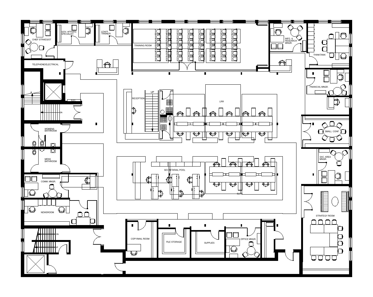 Floor Plan: Main Floor - Detail main conference rooms and majority of the office staffs workspaces.