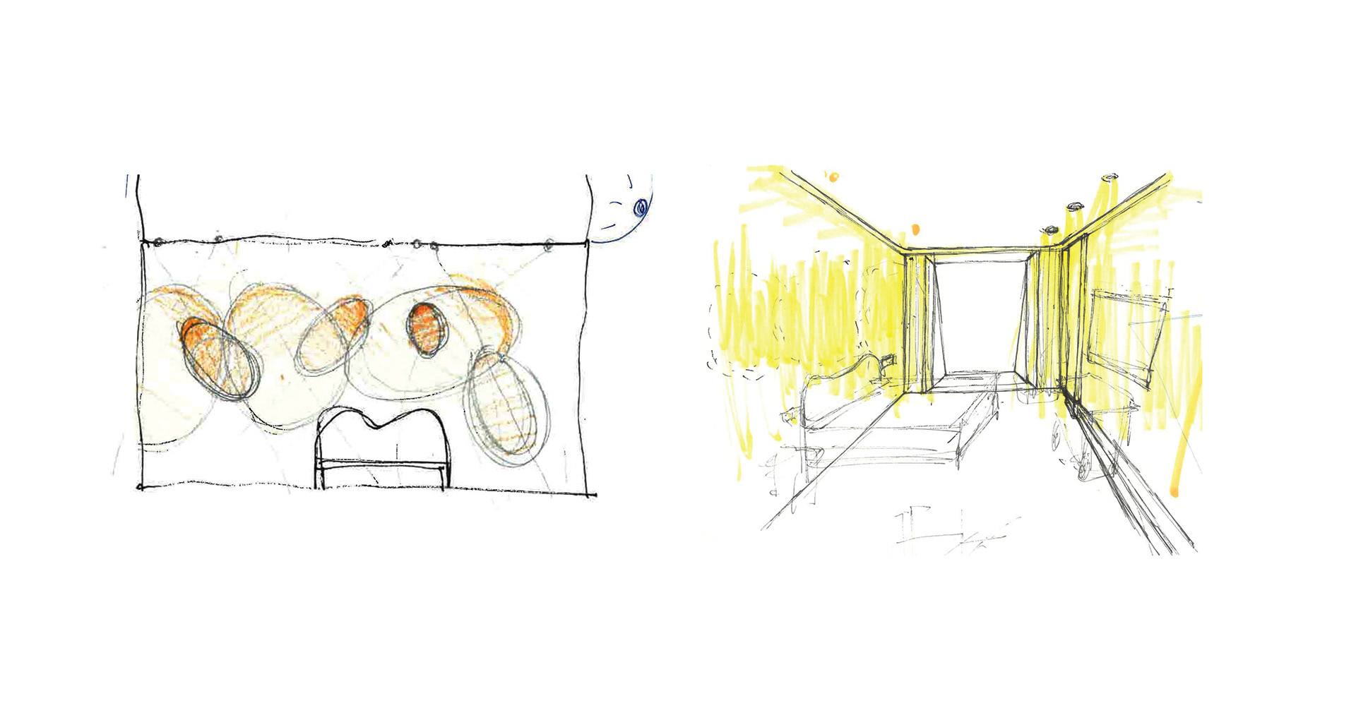 Initial sketches of the daylight walls.