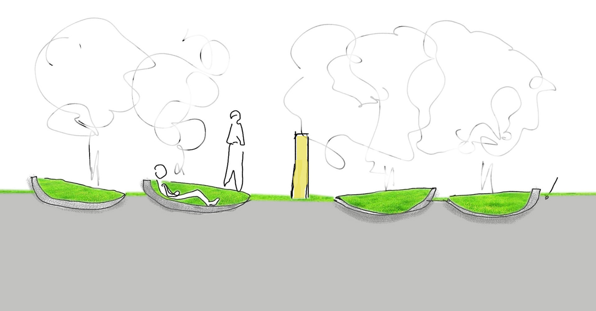 Sketch: Side view at ground level
