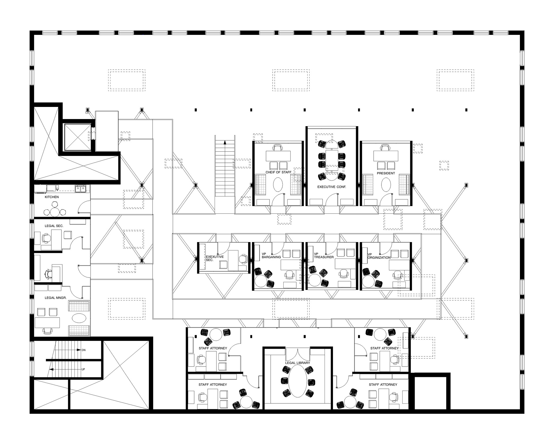 Floor Plan: Mezzanine Level - Executive offices as well as legal department.