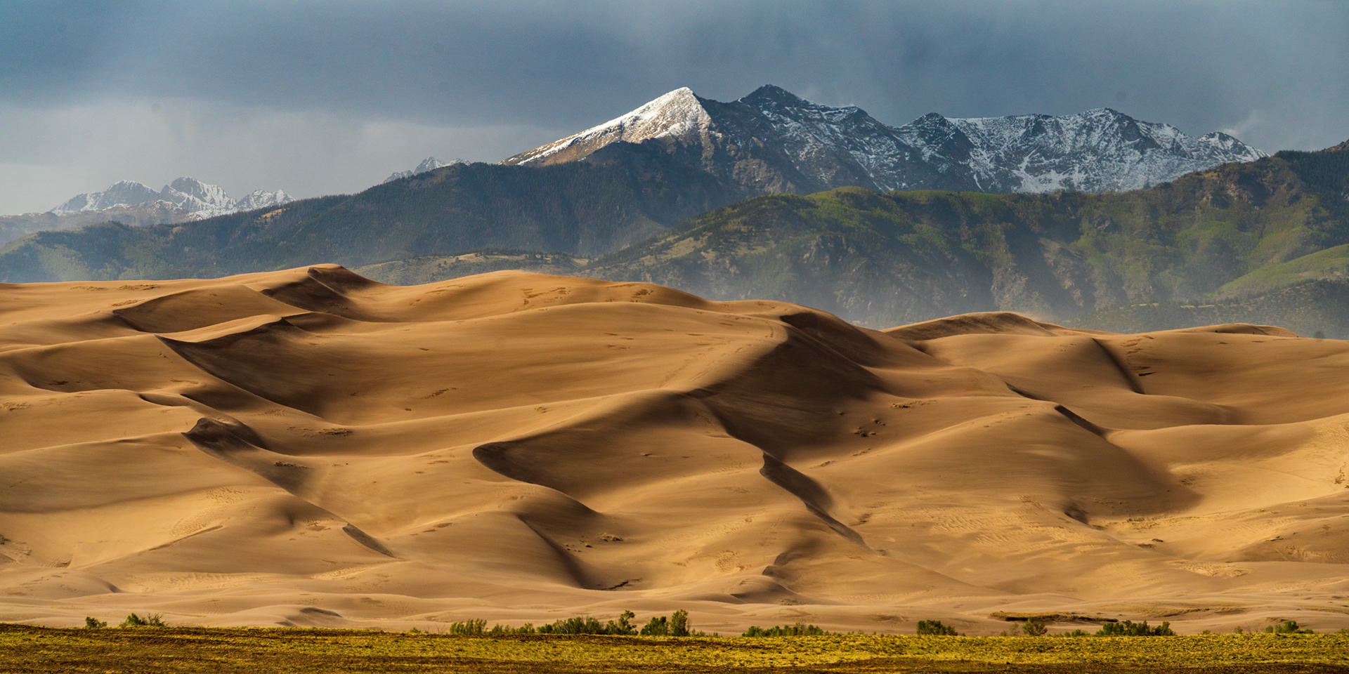 As I approached Great Sand Dunes National Park, I noticed how the hurricane force winds lofted dust and sand hundreds of feet into the air. Naturally, I felt compelled to pull out the camera and shoot this panoramic to capture the scale of the sandstorm.