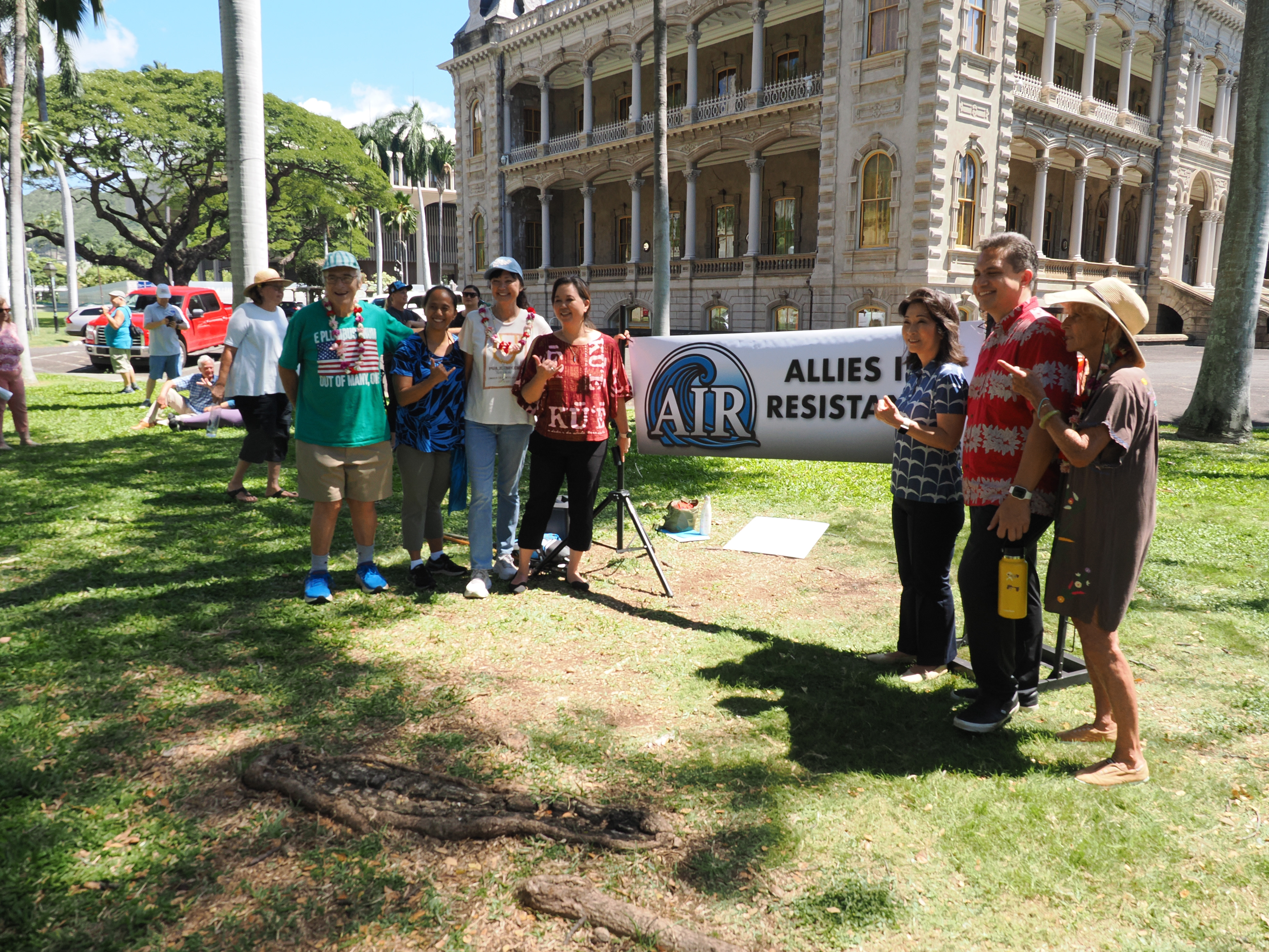 AIR founders with elected allies: L-R Chuck Freedman, State Rep. Della Au Belatti, Ann Botticelli, U.S. Rep. Jill Tokuda, Hawai‘I Lt. Gov. Sylvia Luke, State Rep. Ikaika Hussey, Nanci Kreidman.