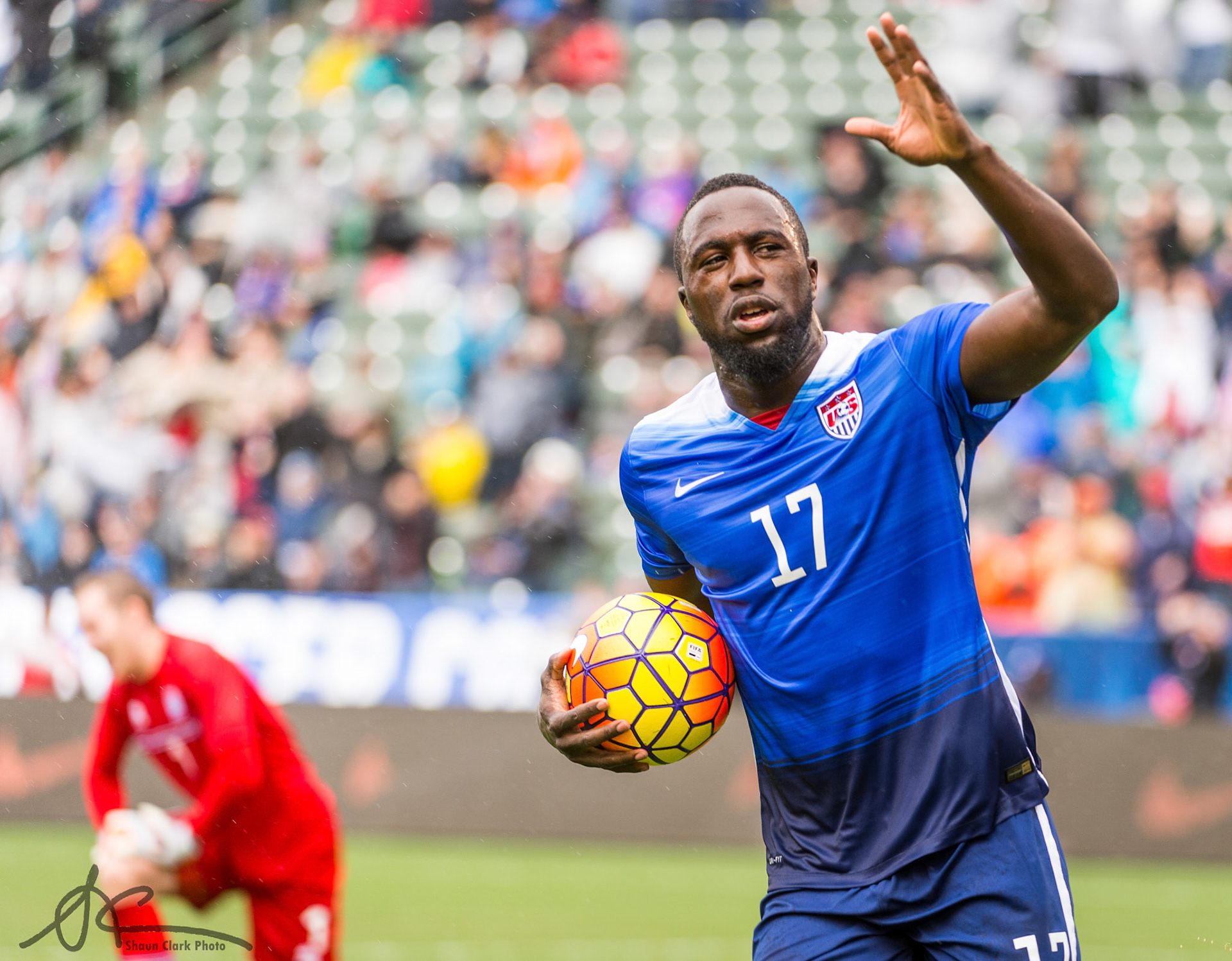 CARSON, CA - January 31: Jozy Altidore #17 of the United States celebrates his first half goal during the International Soccer Friendly match between the United States and Iceland at the StubHub Center on January 31, 2016 in Carson, California.  The United States won the match 3-2. (Photo by Shaun Clark/Getty Images) *** Local Caption *** Jozy Altidor