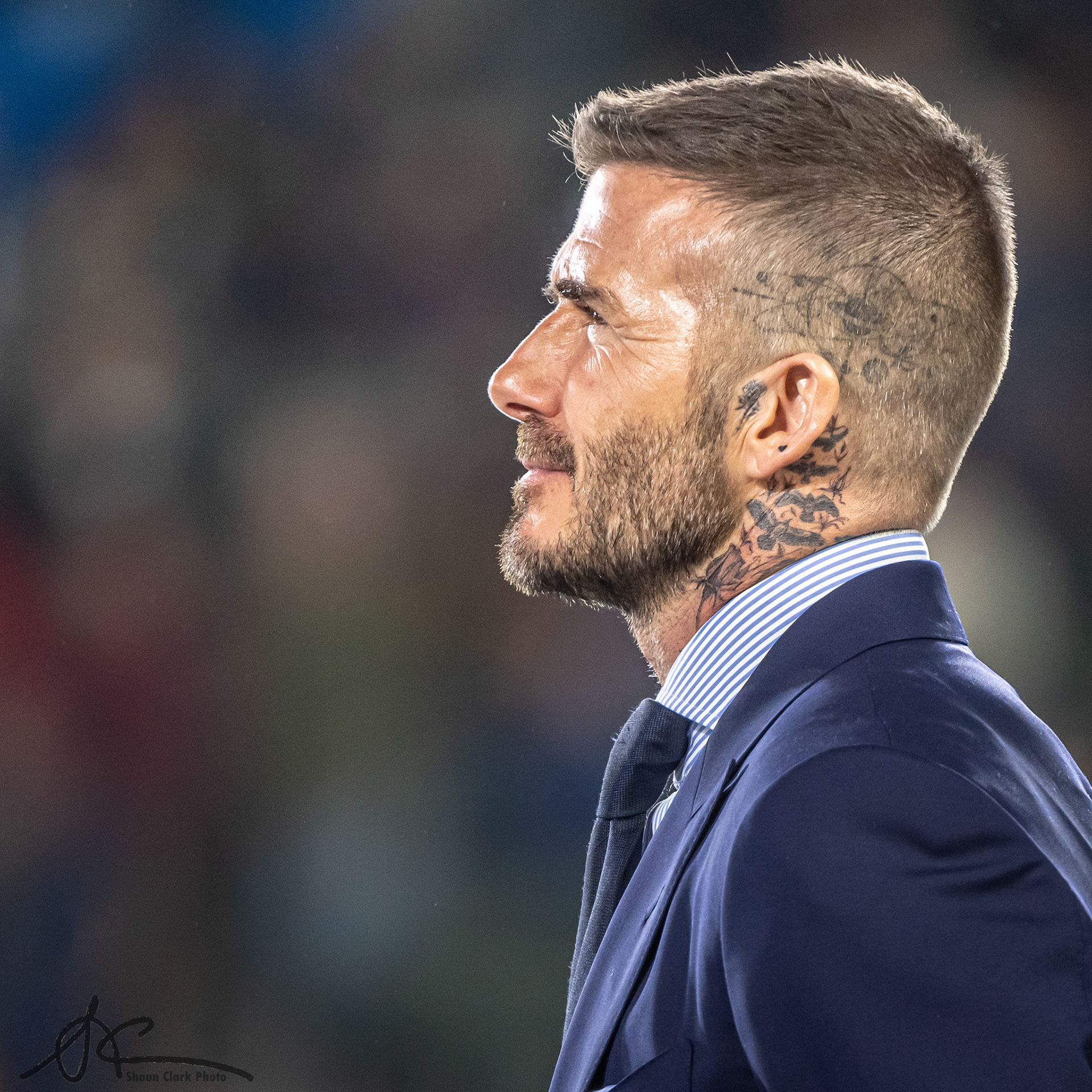 CARSON, CA - MARCH 2:  Devid Beckham is inducted into the ring of honor at halftime of the Los Angeles Galaxy's MLS match against Chicago Fire at the Dignity Health Sports Park on March 2, 2019 in Carson, California.  Los Angeles Galaxy won the match 2-1 (Photo by Shaun Clark/Getty Images) *** Local Caption *** Devid Beckham