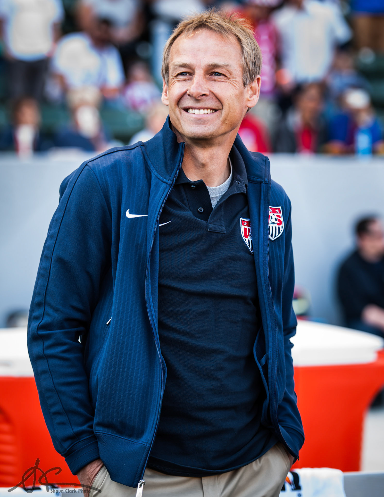 Los Angeles, CA - February 1, 2014:  Jurgen Klinsmann, head coach of the US Men's National Team, prior to the match against the Korea Republic at the StubHub Center (Photo: Shaun Clark).