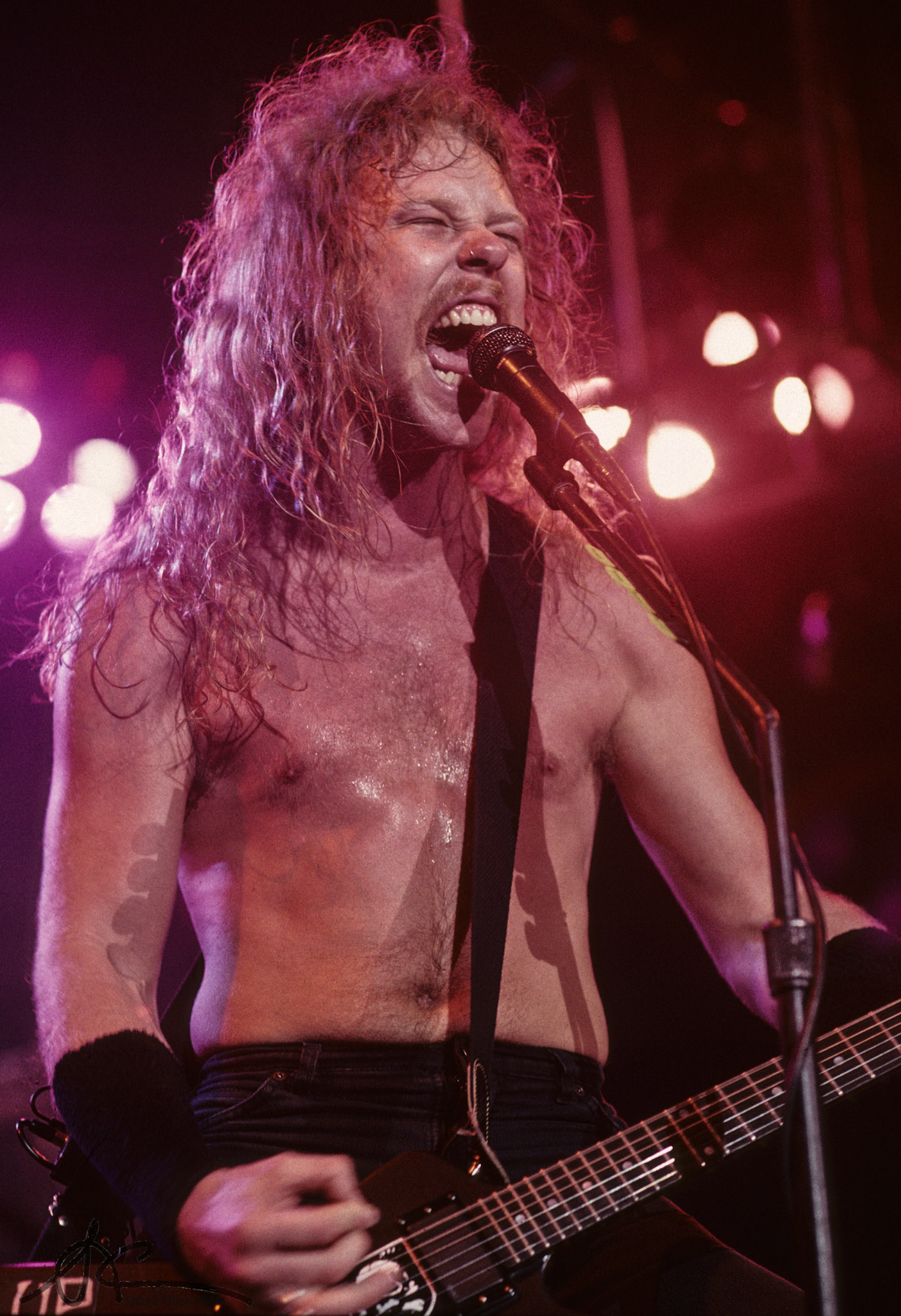Dallas, TX - August 1989:  James Hetfield of Metallica (Photo: Shaun Clark).
