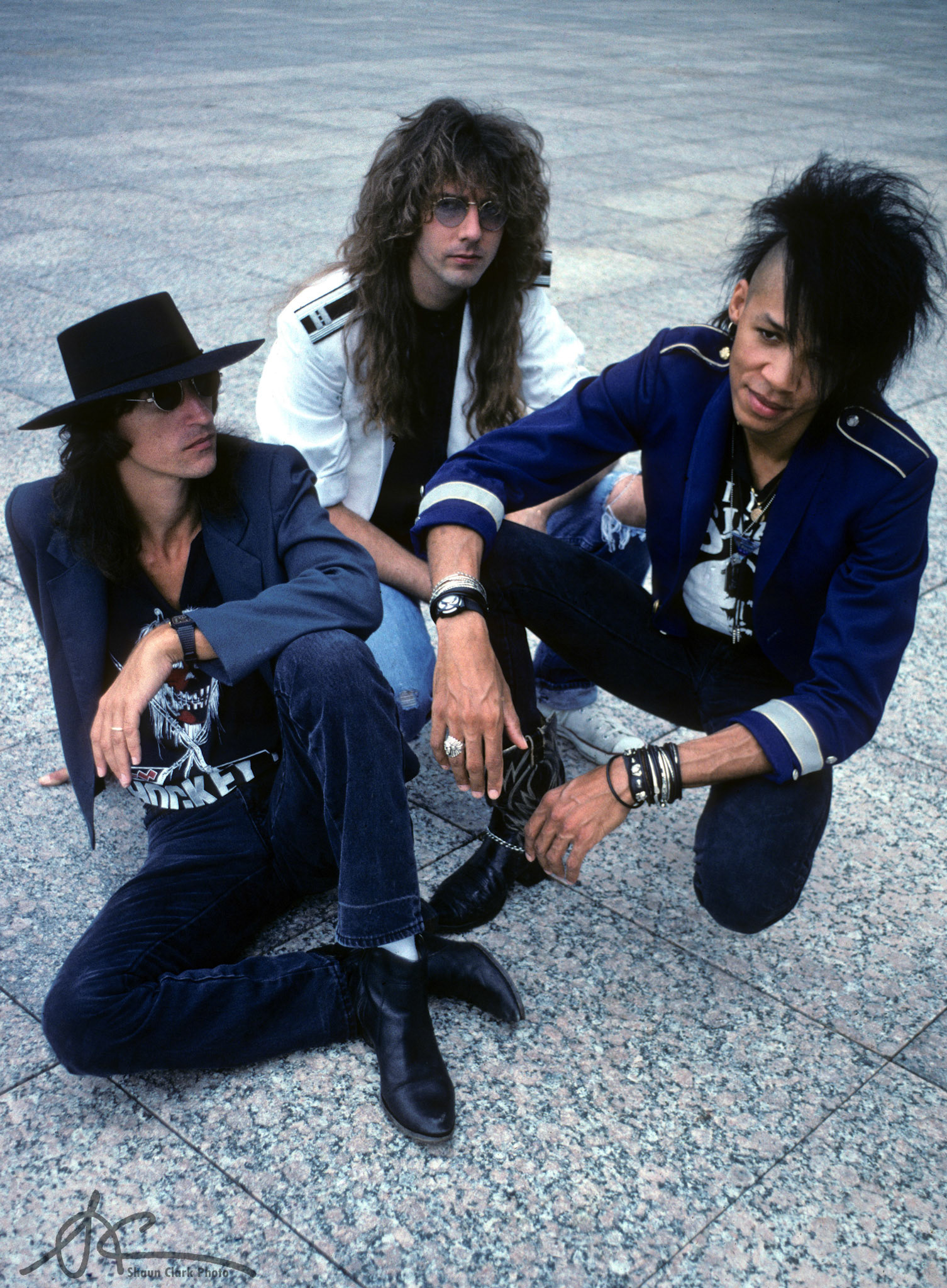 Irving, Texas - September 1989: L. to R., Jerry Gaskill, Ty Tabor, and Doug Pinnick of King's X (Photo: Shaun Clark).