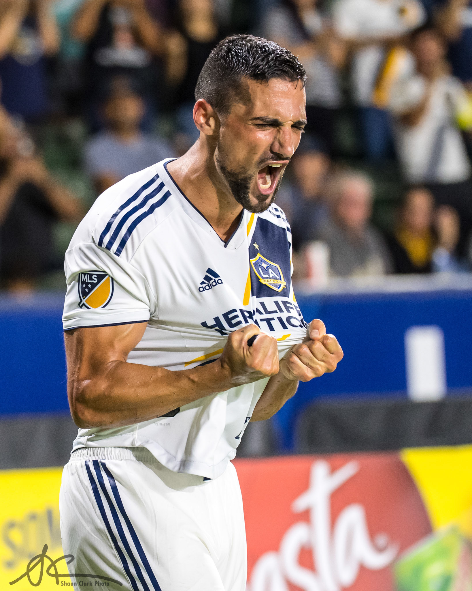 CARSON, CA - AUGUST 14:   Sebastian Lletget #17 of Los Angeles Galaxy celebrates his goal during the Los Angeles Galaxy's MLS match against Colorado Rapids at the StubHub Center on August 14, 2018 in Carson, California.  The match ended in a 2-2 tie. (Photo by Shaun Clark/Getty Images) *** Local Caption *** Sebastian Lletget