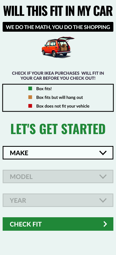 Mobile vehicle selection page