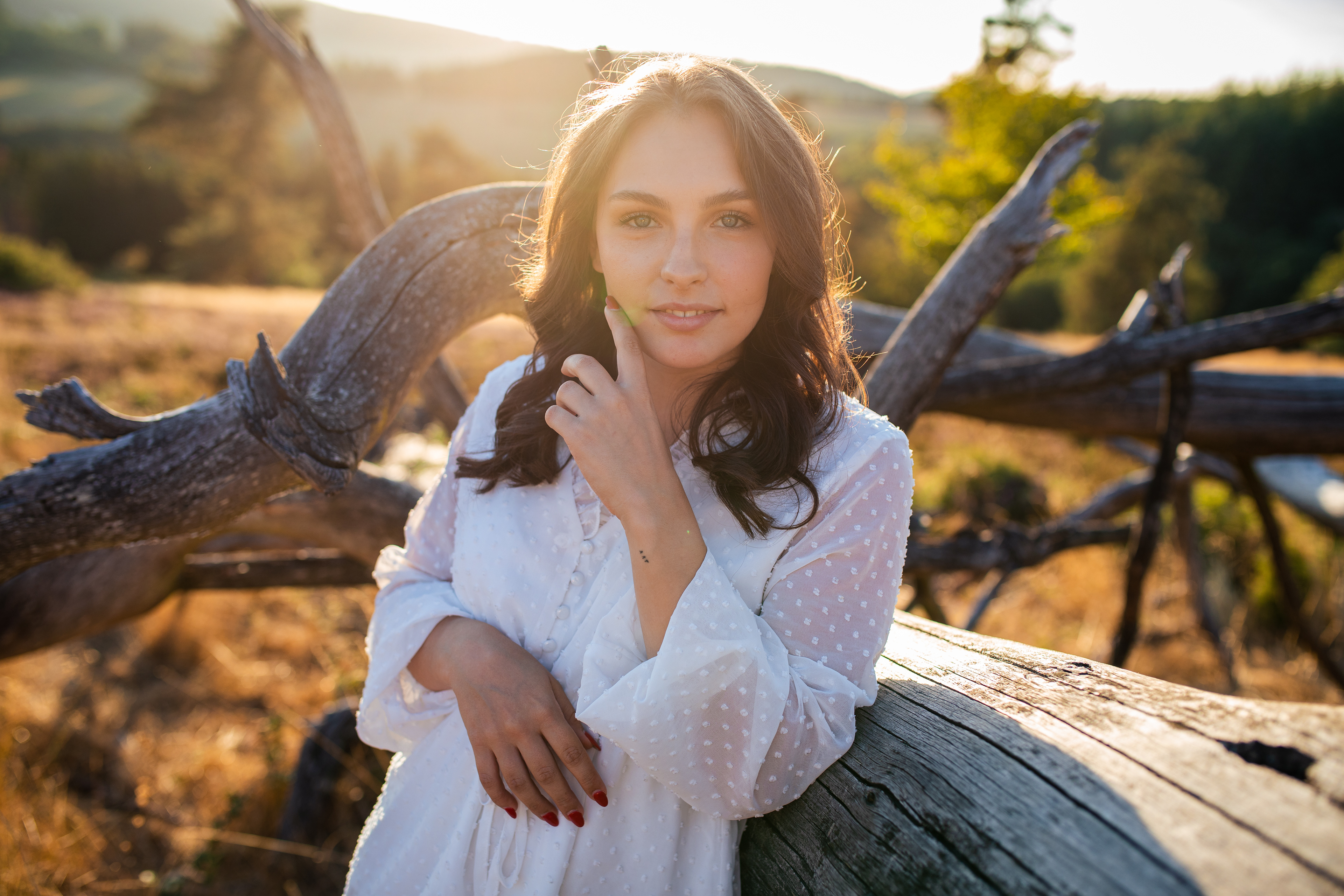 Portrait, Girlportrait, Portraitshooting. Portraitfoto, Heide, Sonnenuntergang, Sunset, Eifel, Koblenz, Andernach, Neuwied, Boho, Gräser, trockene Gräser