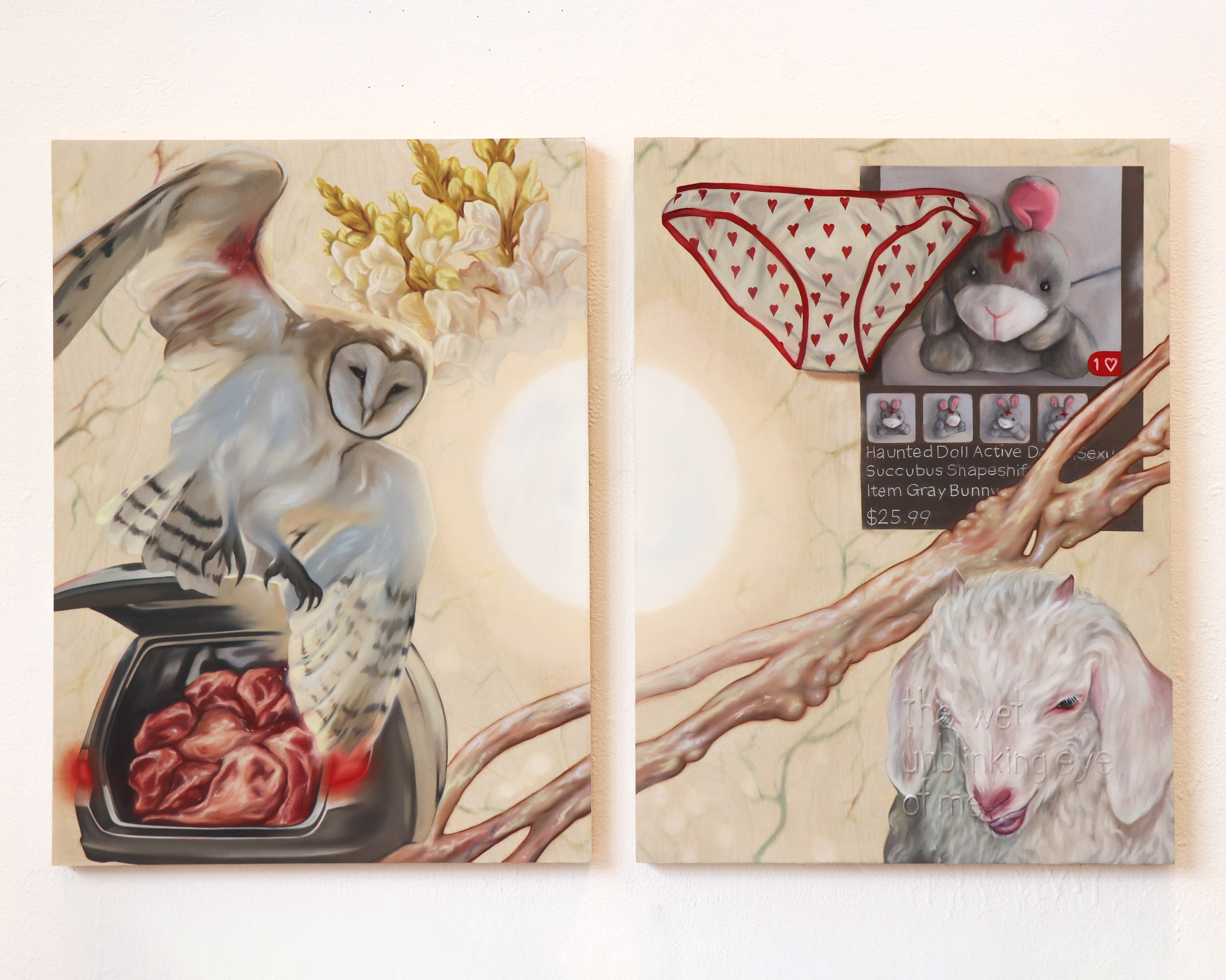 The Wet Unblinking Eye of Me, 2025, Oil on wood panel, 46 x 33 in