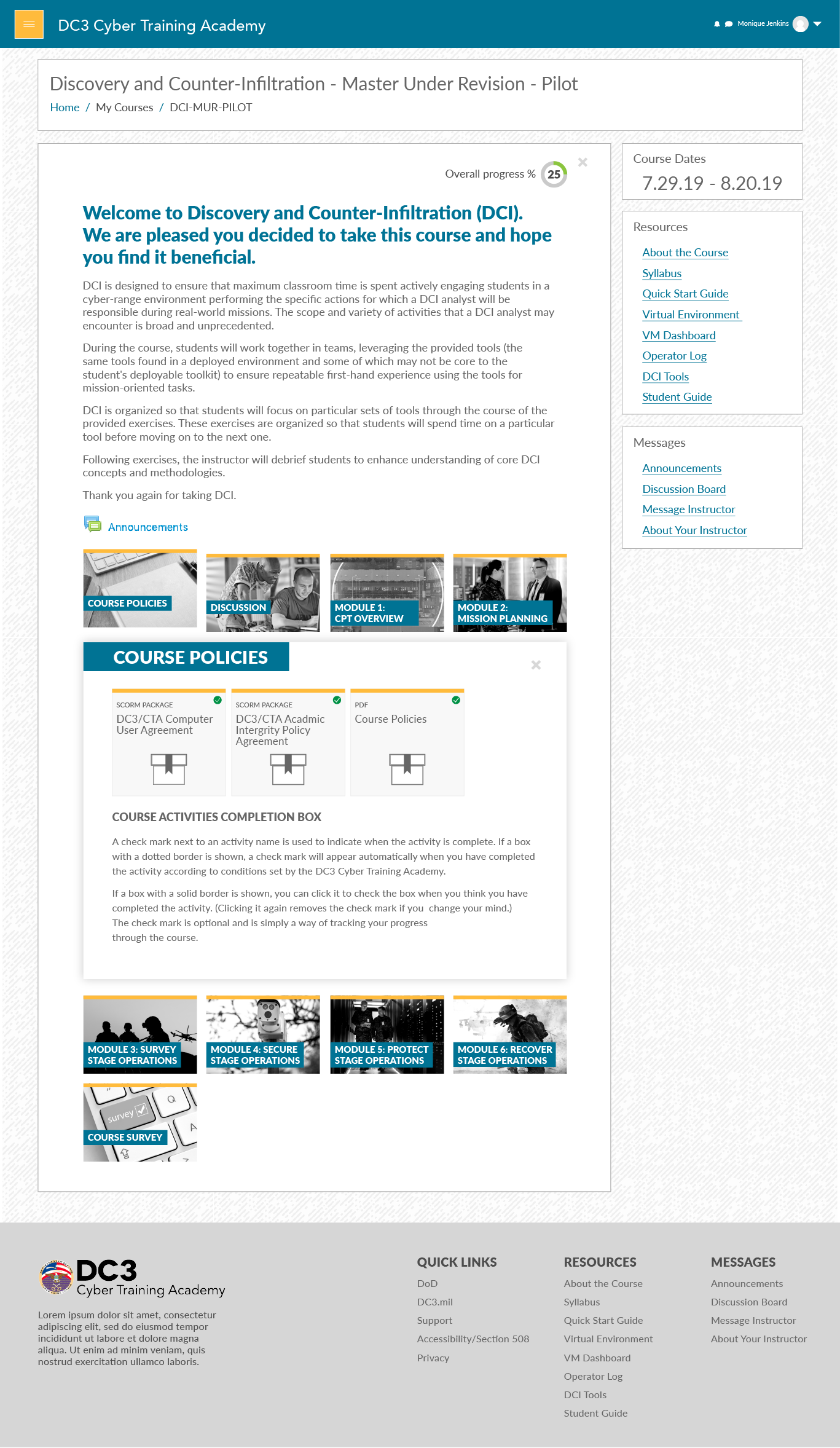 Course Page