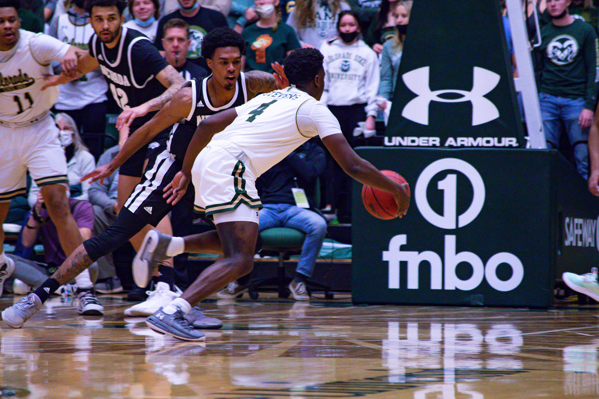 Isaiah Stevens dribbling