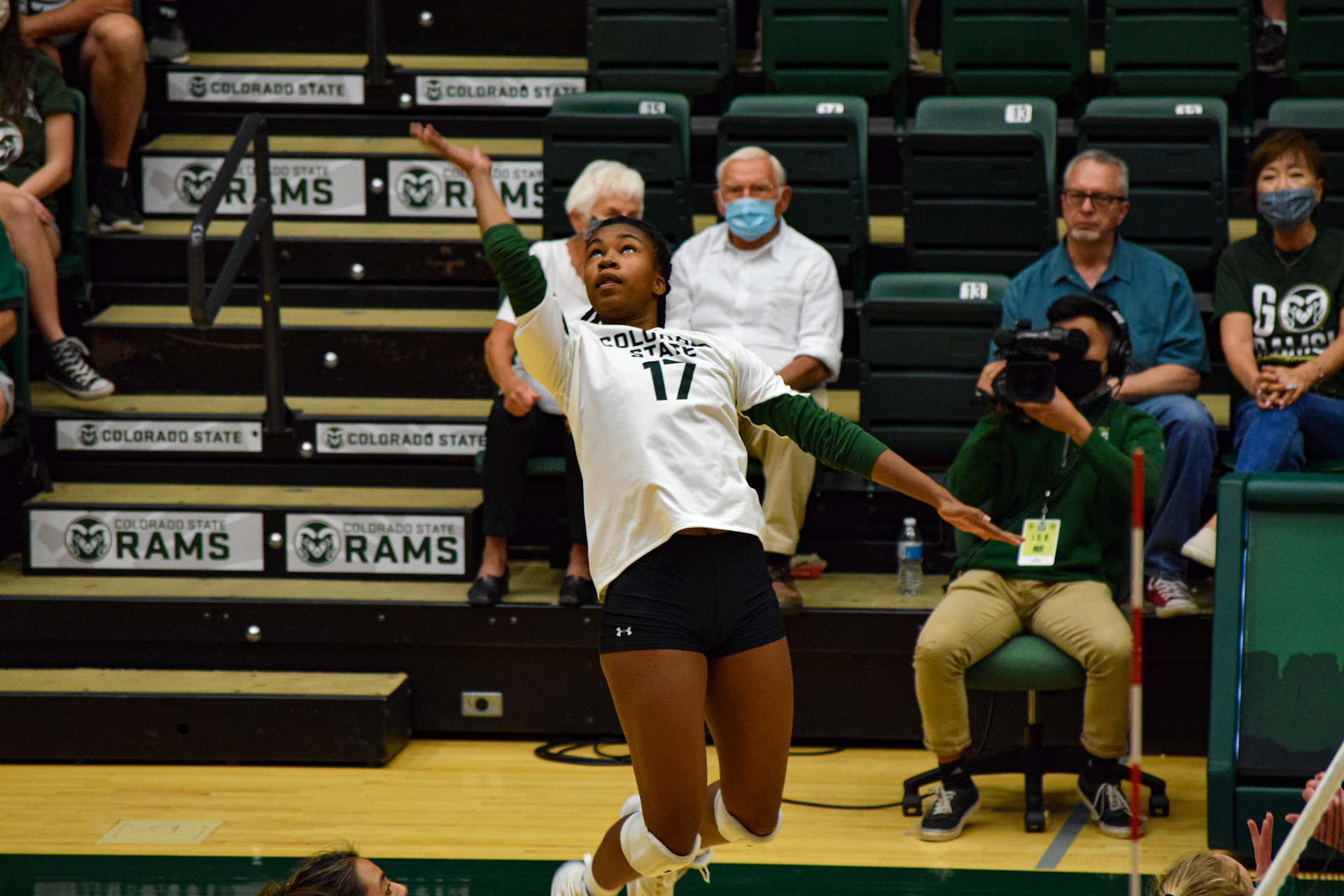 Kennedy Stanford about to tap a ball over the net